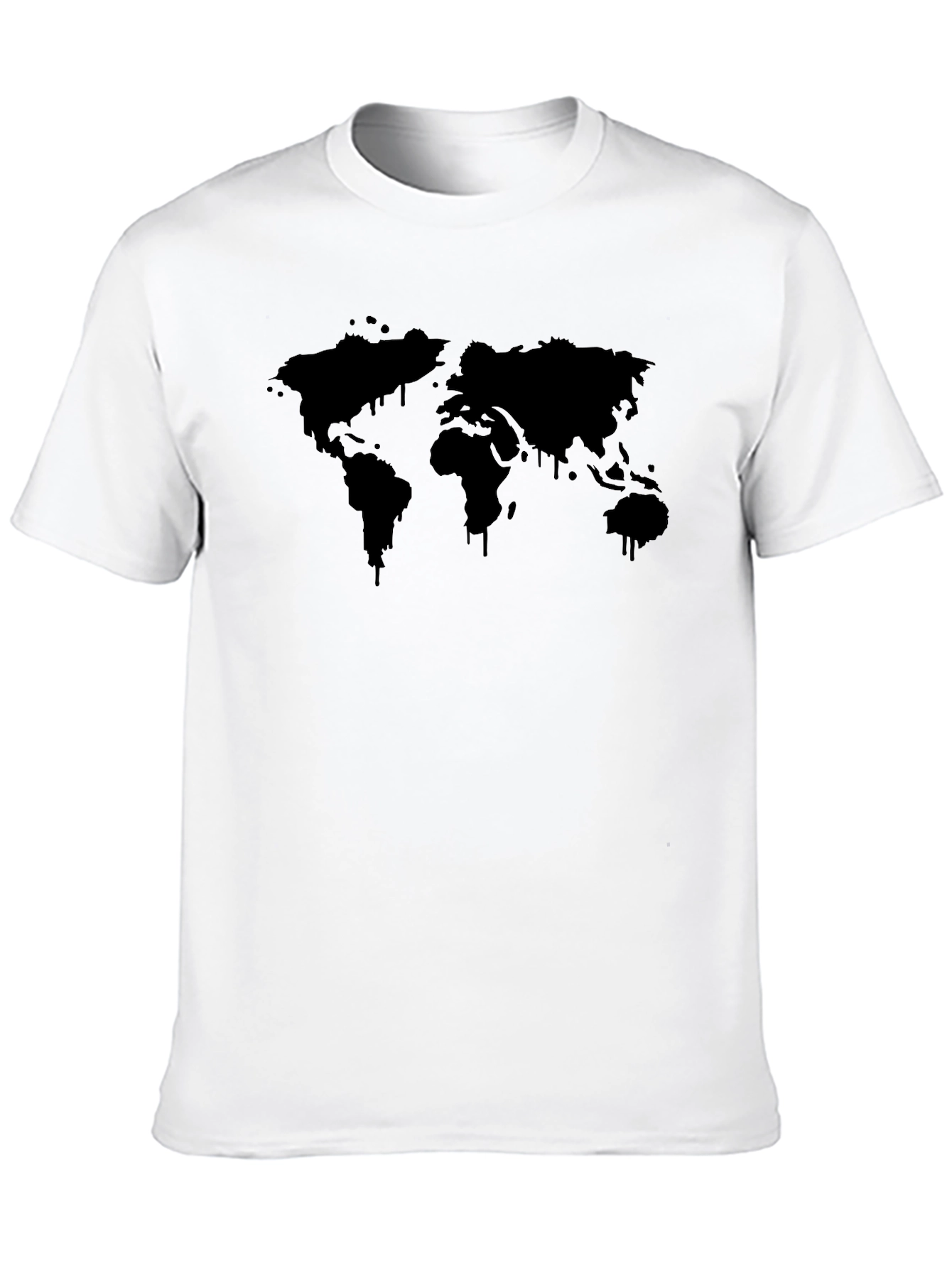 Mens Black World Map Graphic T-Shirt