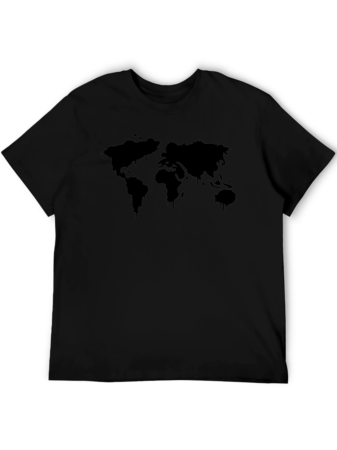 Mens Black World Map Graphic T-Shirt