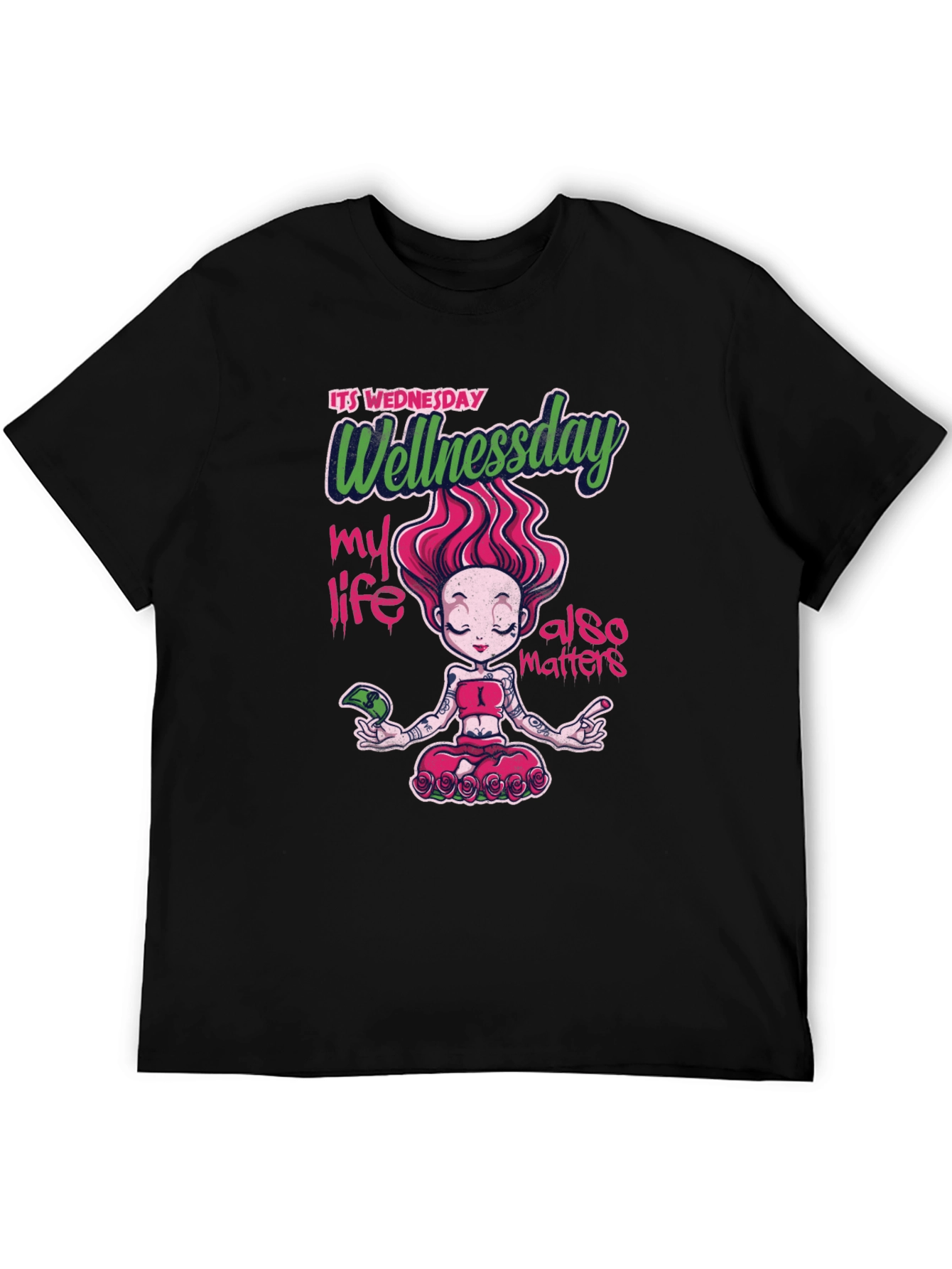 Wellness Wednesday Black Graphic T-Shirt