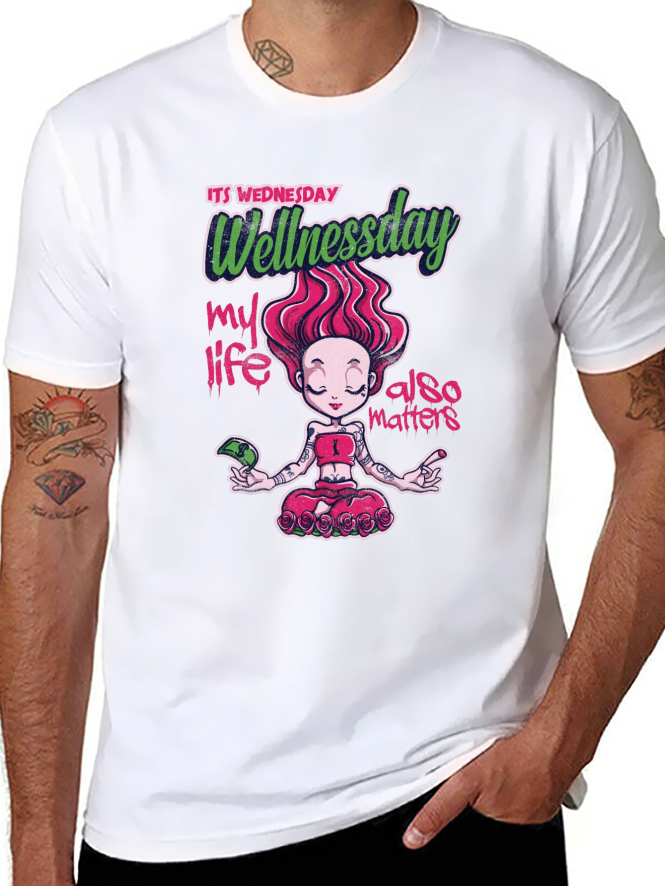 Wellness Wednesday Black Graphic T-Shirt