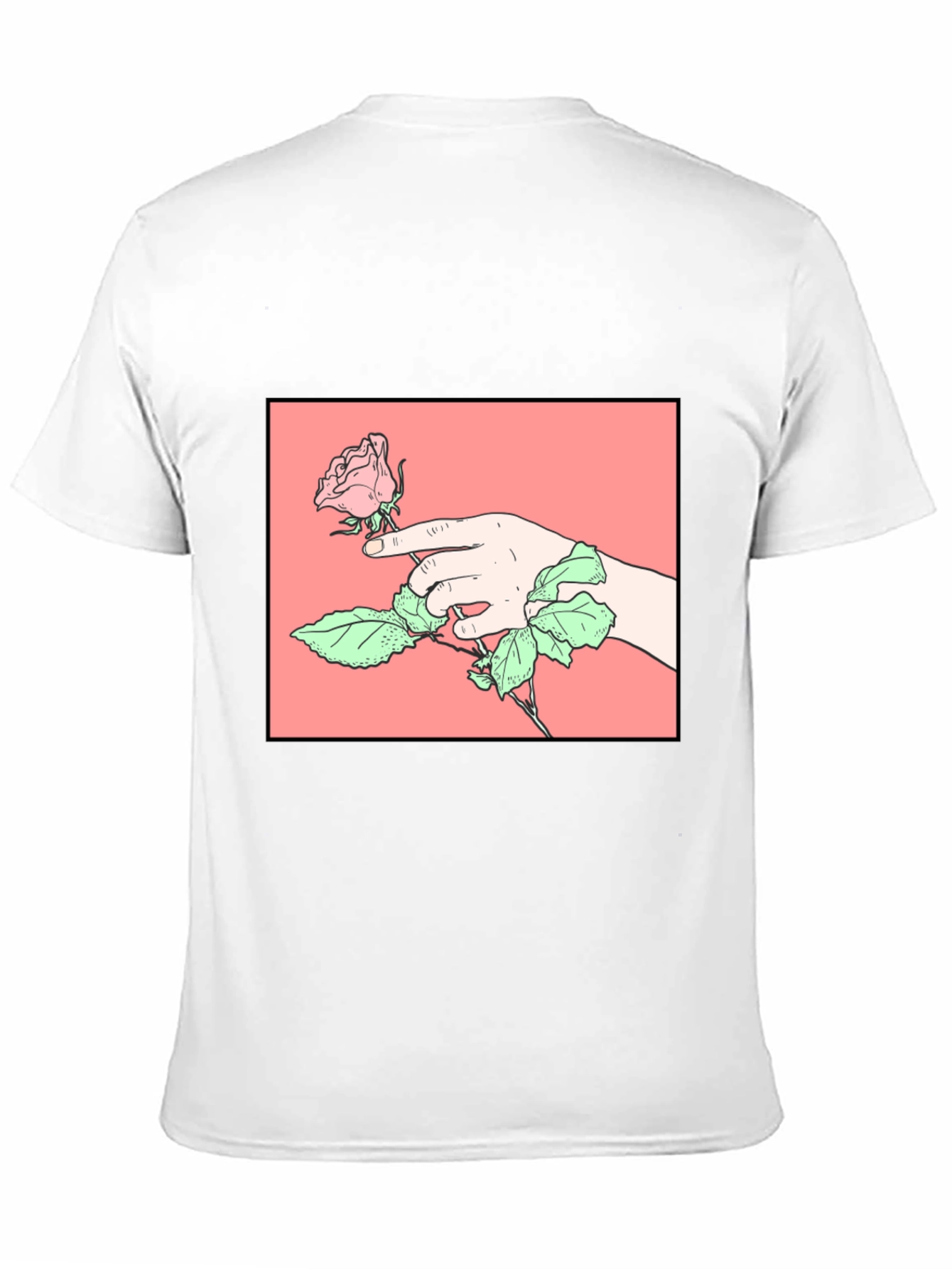 Rose Hand Graphic Tee - Stylish Black Cotton T-Shirt