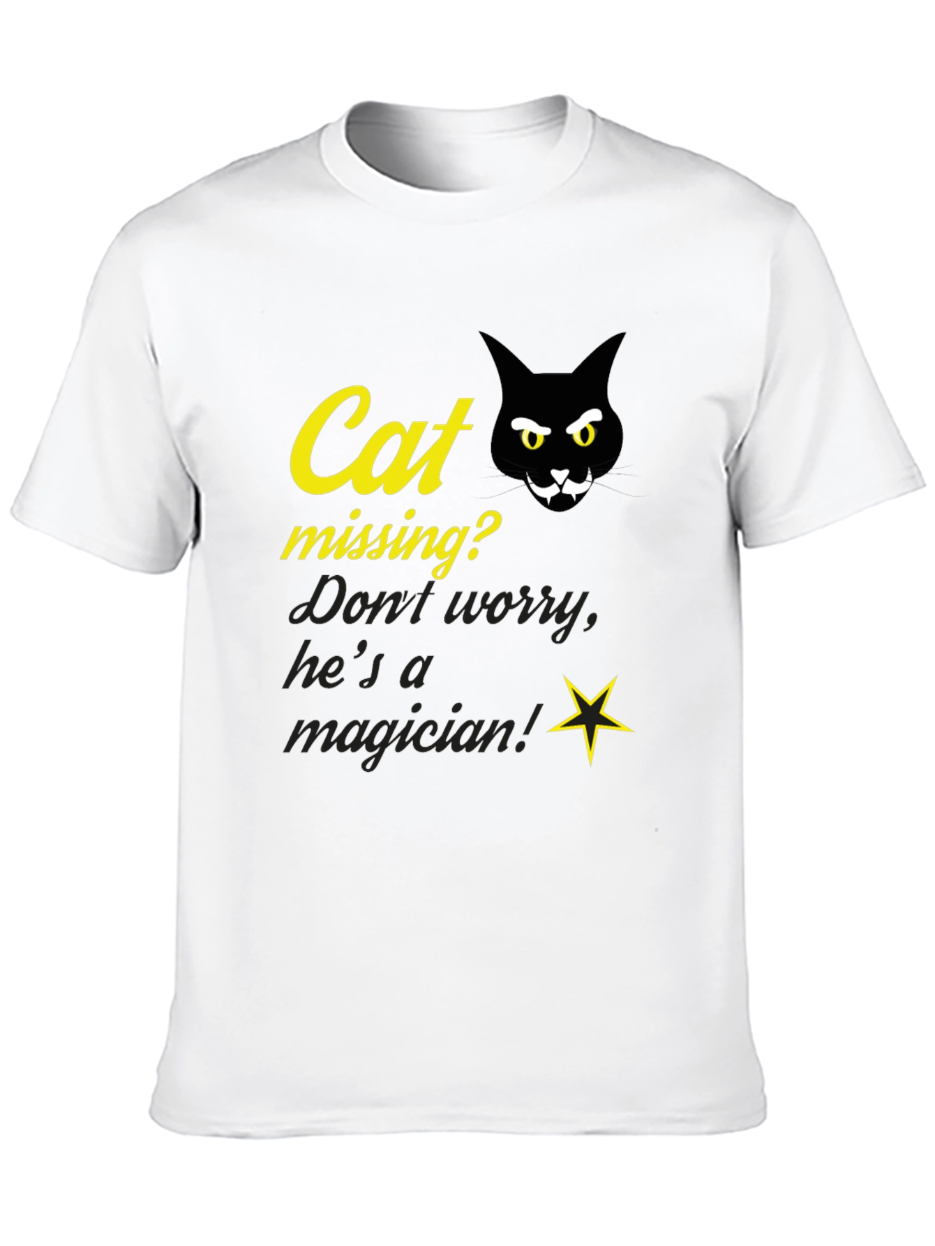 Cat Magician Graphic T-Shirt - Funny Novelty Tee