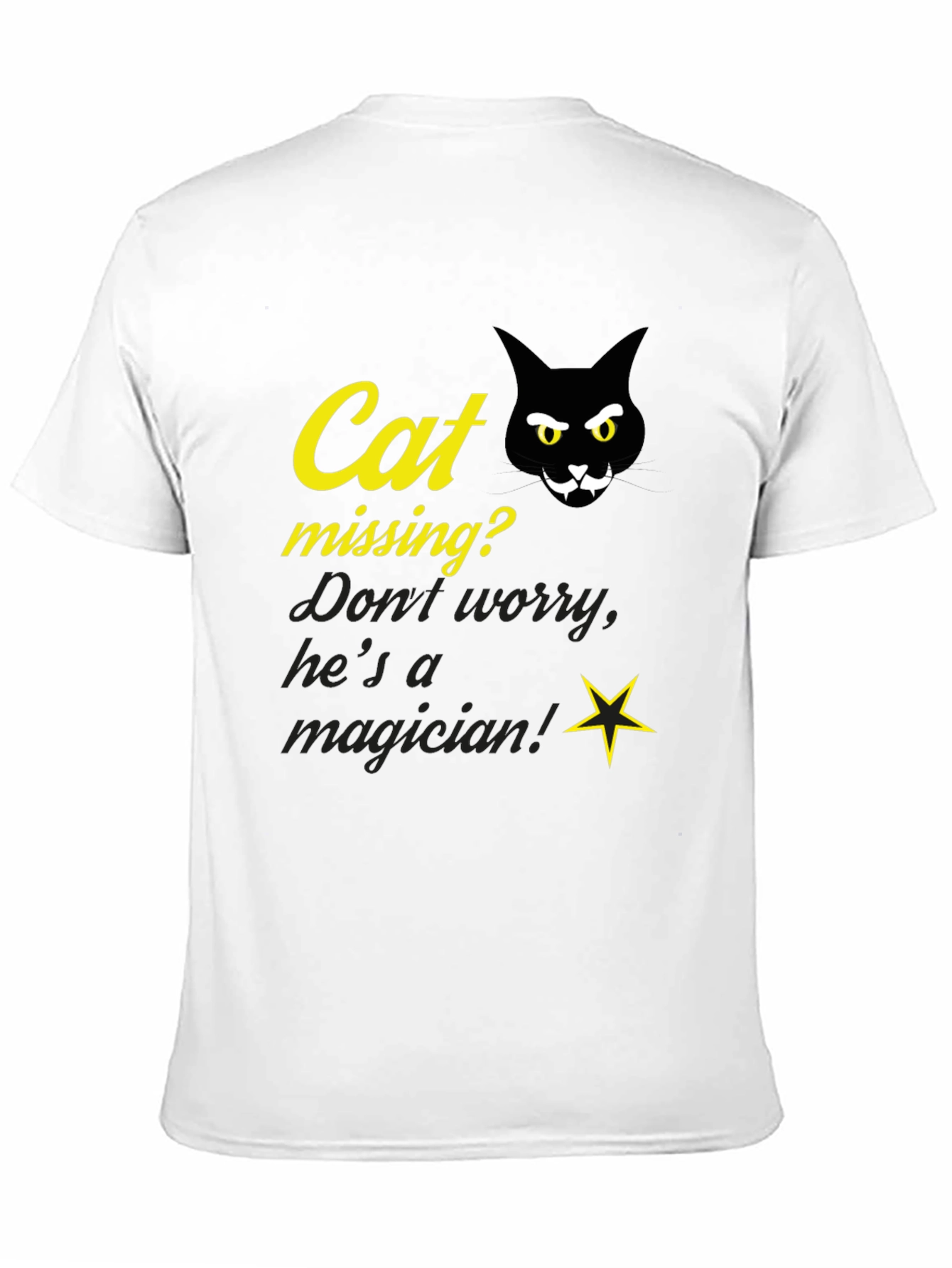 Cat Magician Graphic T-Shirt - Funny Novelty Tee