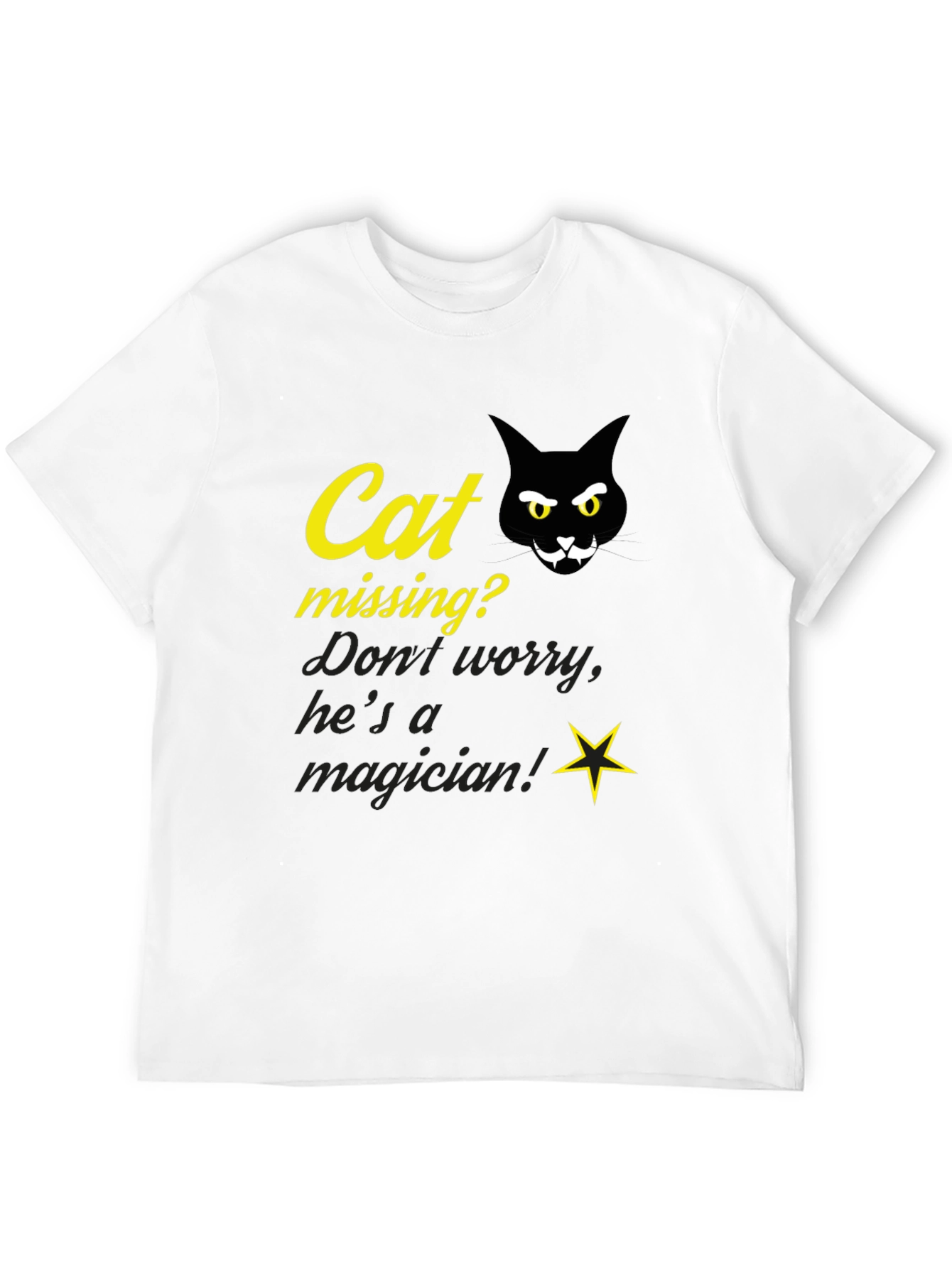 Cat Magician Graphic T-Shirt - Funny Novelty Tee
