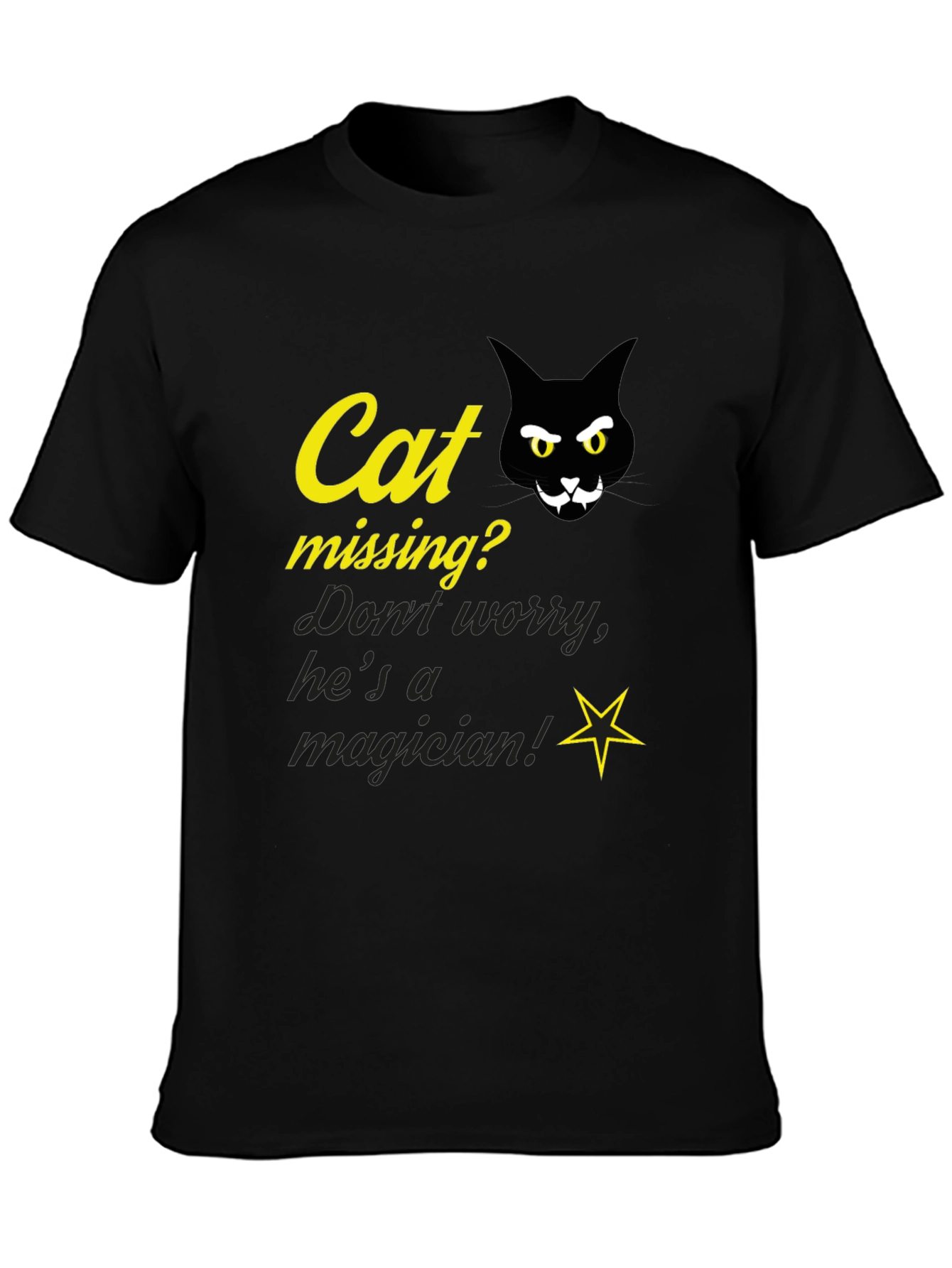 Cat Magician Graphic T-Shirt - Funny Novelty Tee