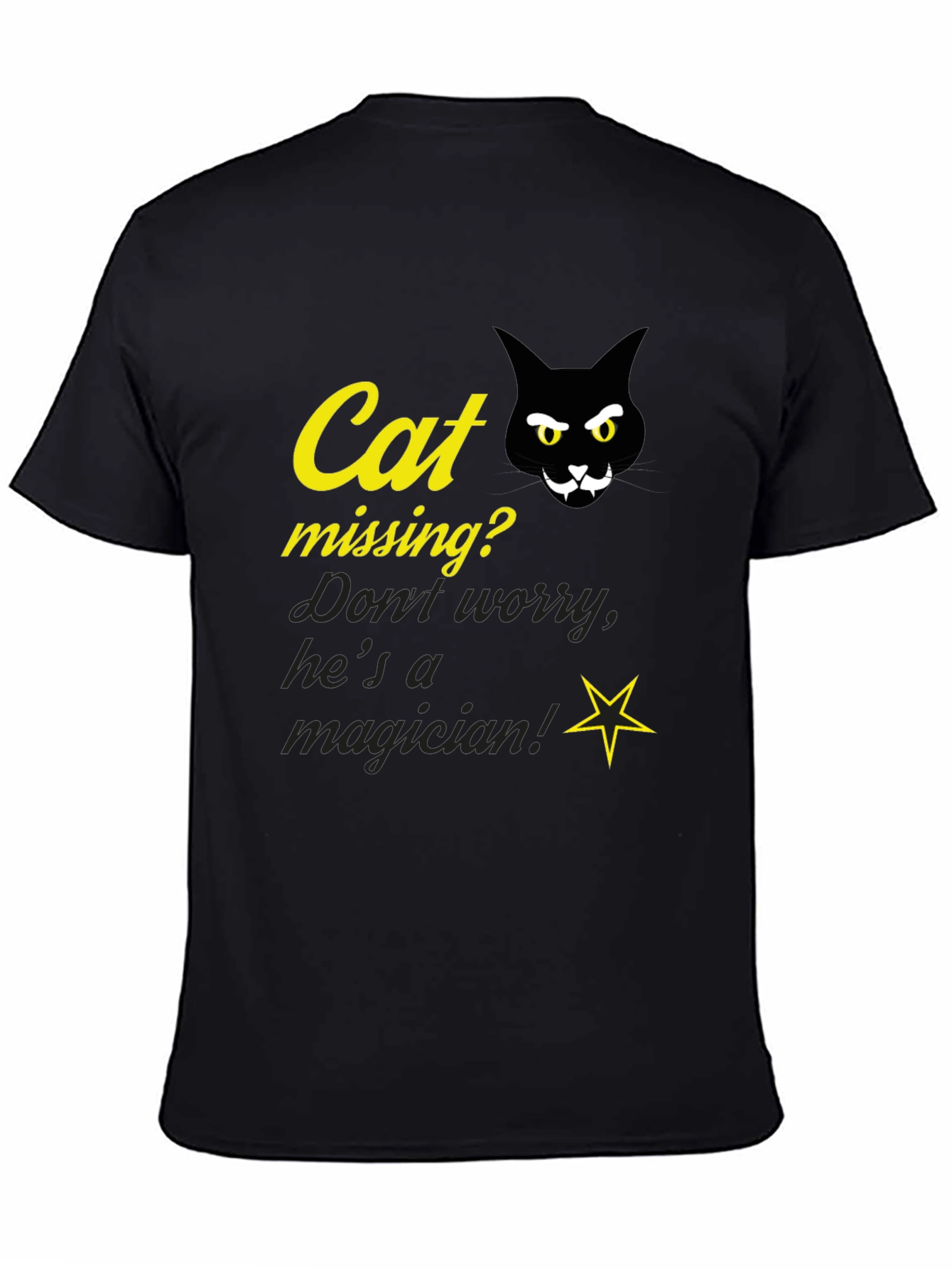Cat Magician Graphic T-Shirt - Funny Novelty Tee