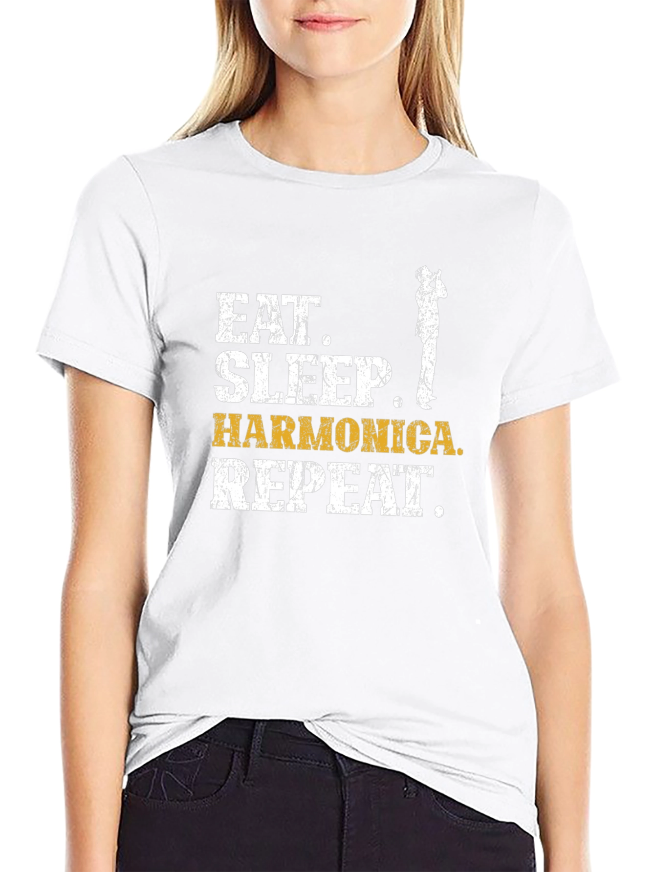 Eat Sleep Harmonica Repeat Graphic Tee
