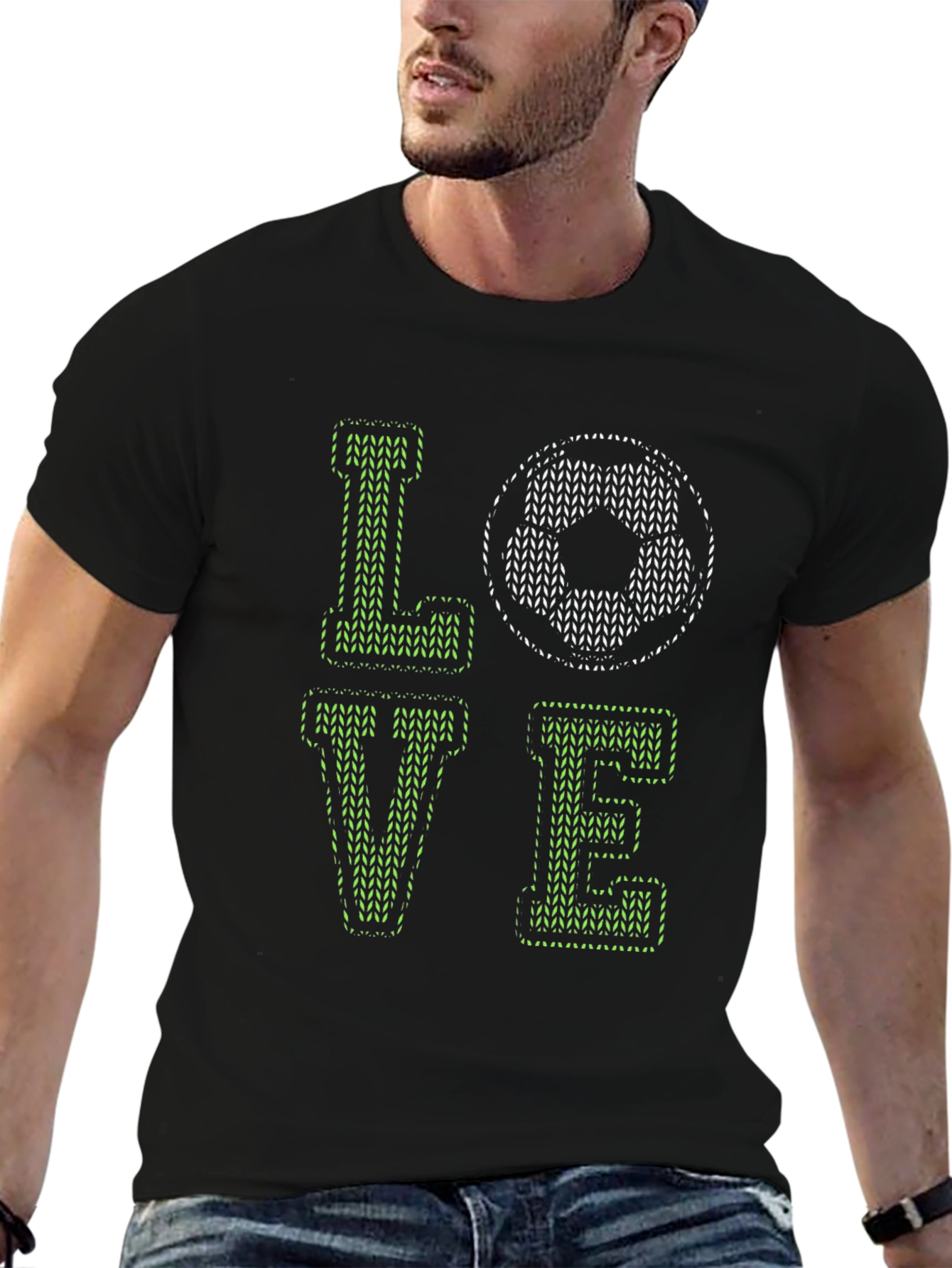 Love Soccer Graphic Black T-Shirt