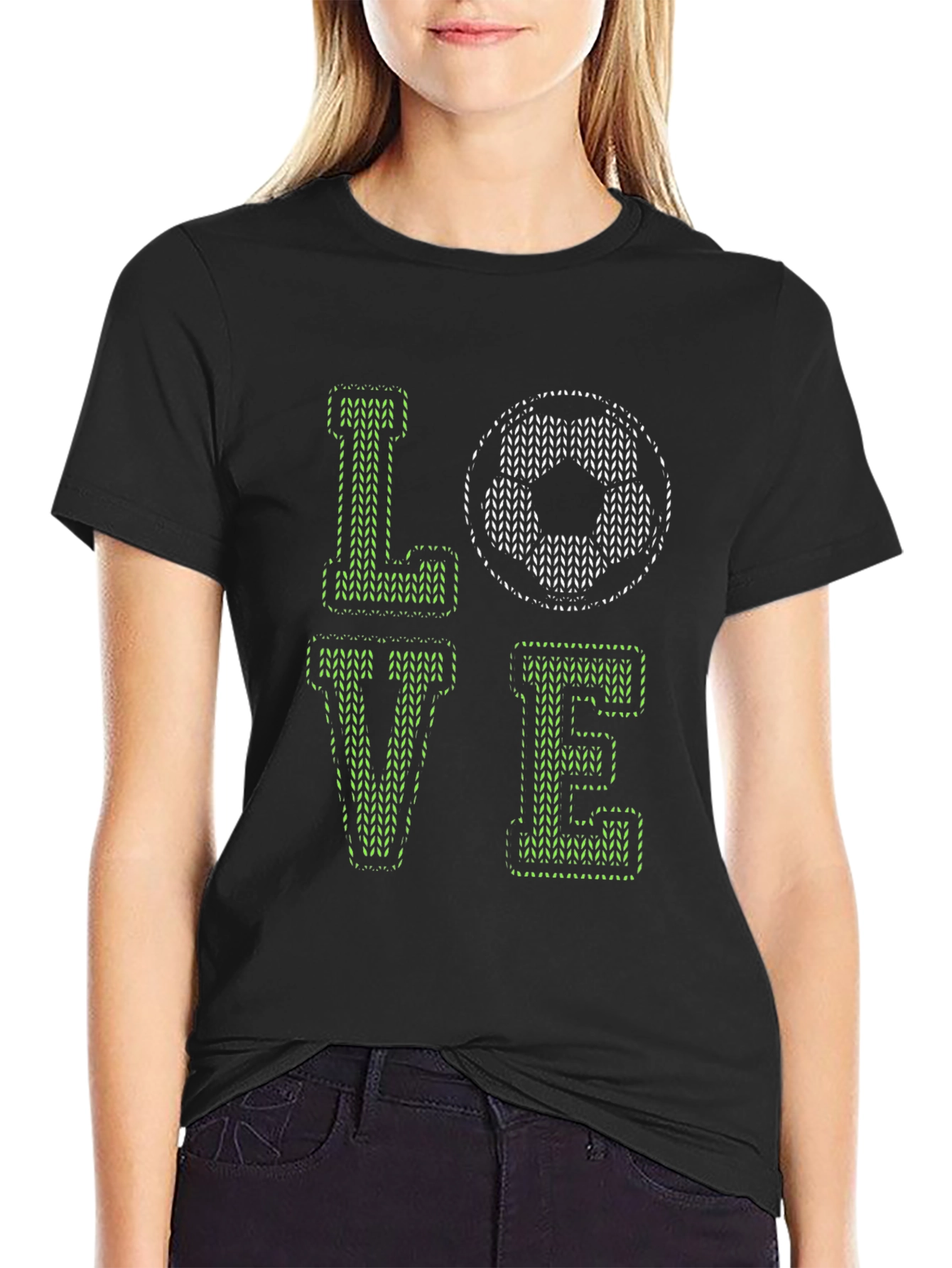Love Soccer Graphic Black T-Shirt