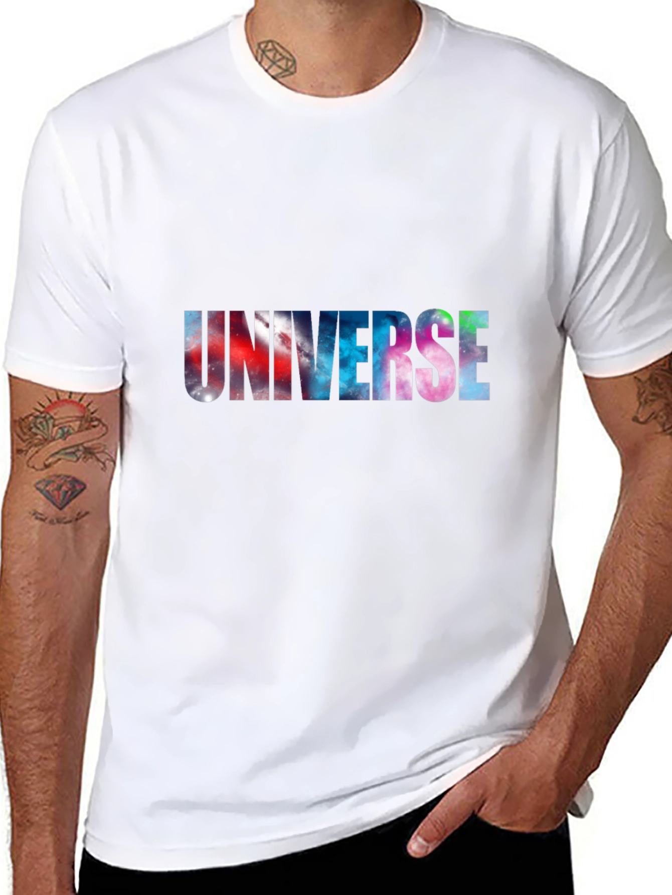 Universe Galaxy Print Black T-Shirt