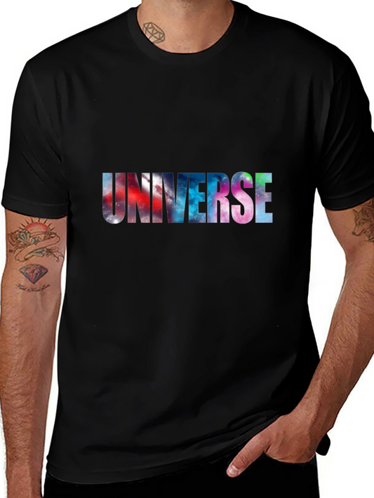 Universe Galaxy Print Black T-Shirt