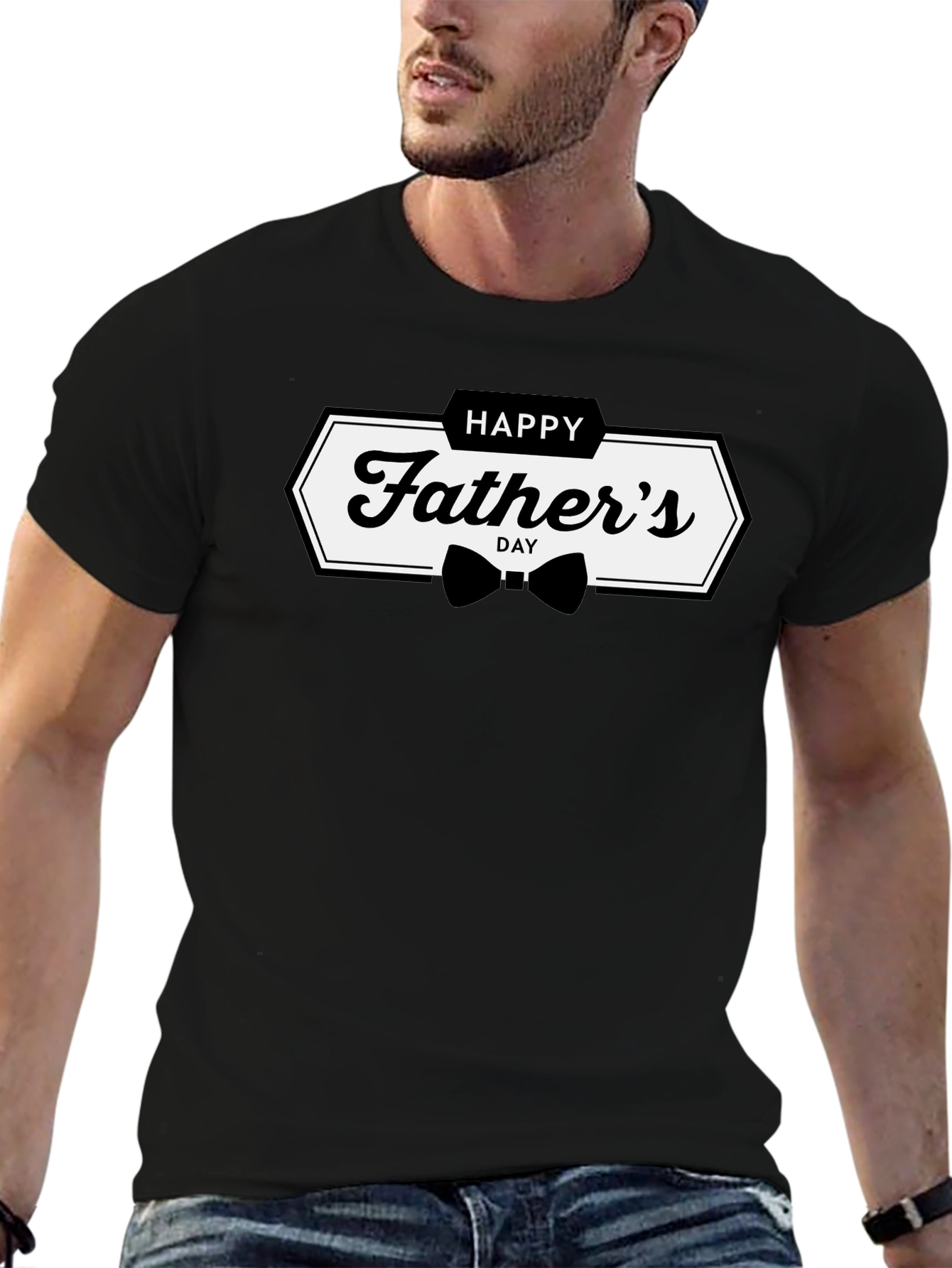 Happy Fathers Day Graphic Tee - Black