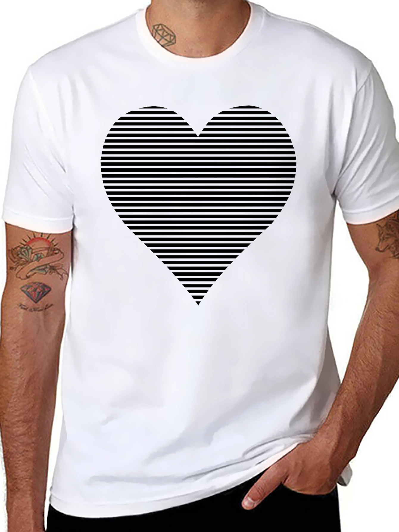 Striped Heart Graphic Tee - Modern Love Shirt