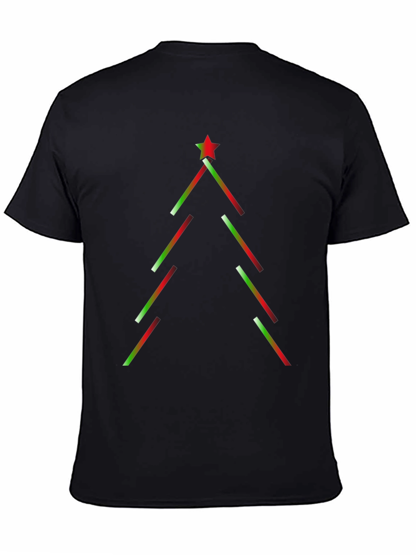 Festive Geometric Christmas Tree Black T-Shirt