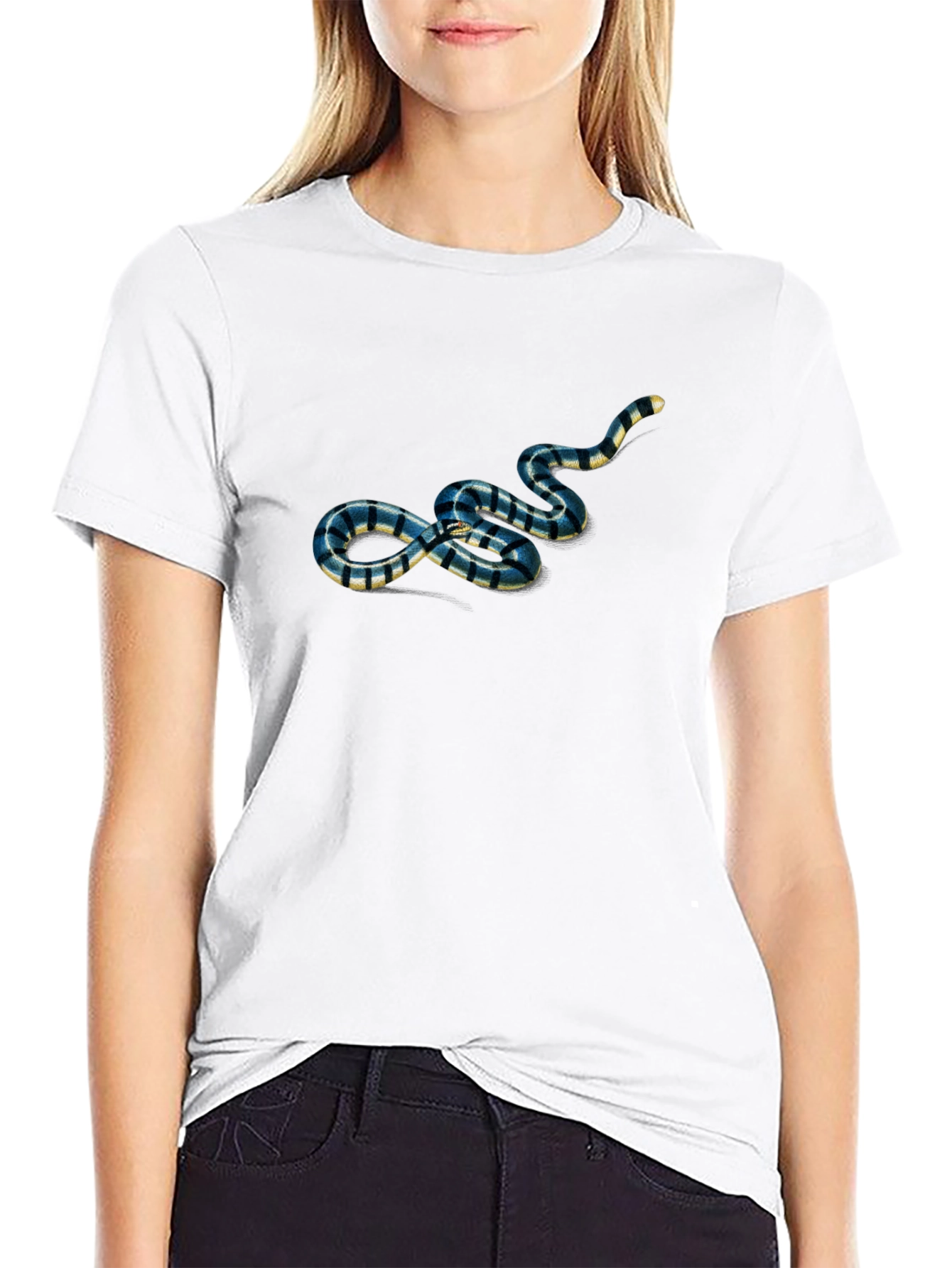 Striped Snake Graphic Tee - Mens Black T-Shirt