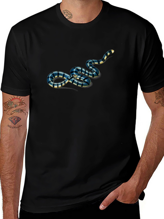 Striped Snake Graphic Tee - Mens Black T-Shirt