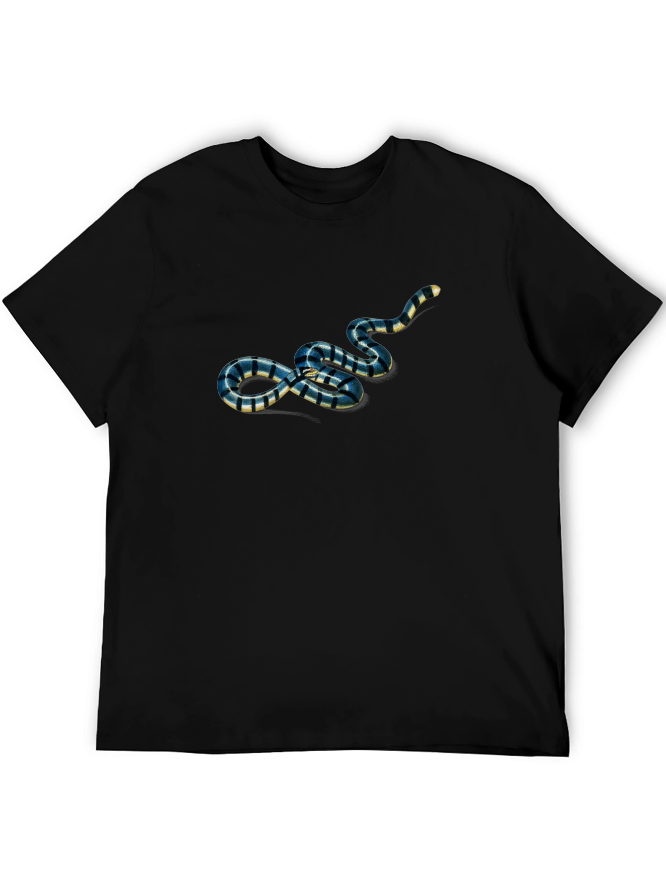 Striped Snake Graphic Tee - Mens Black T-Shirt