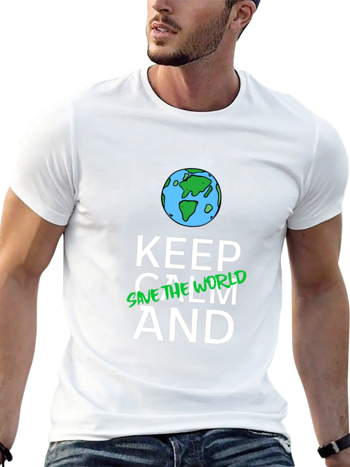 Keep Calm and Save the World Black T-Shirt
