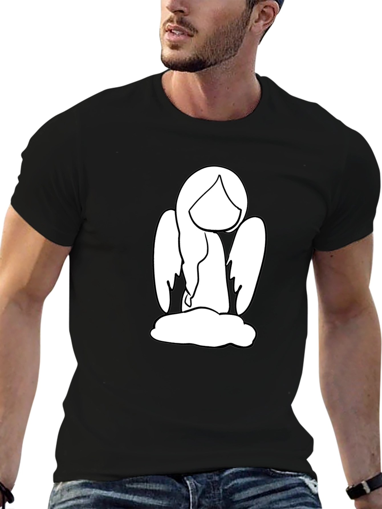 Angel Graphic Tee - Black Cotton T-Shirt