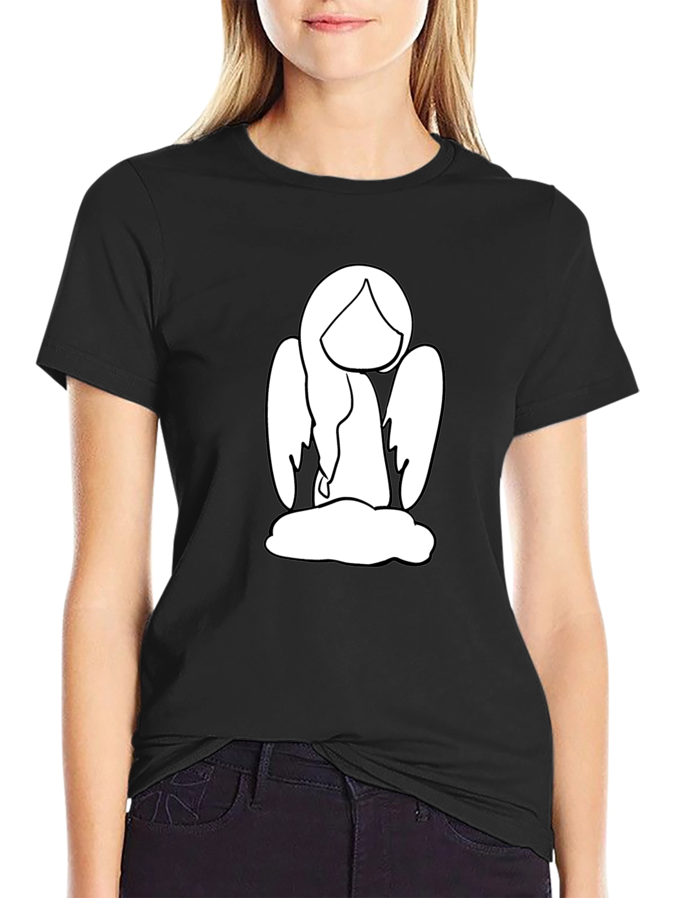 Angel Graphic Tee - Black Cotton T-Shirt