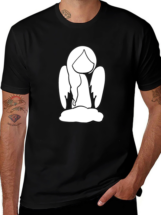 Angel Graphic Tee - Black Cotton T-Shirt