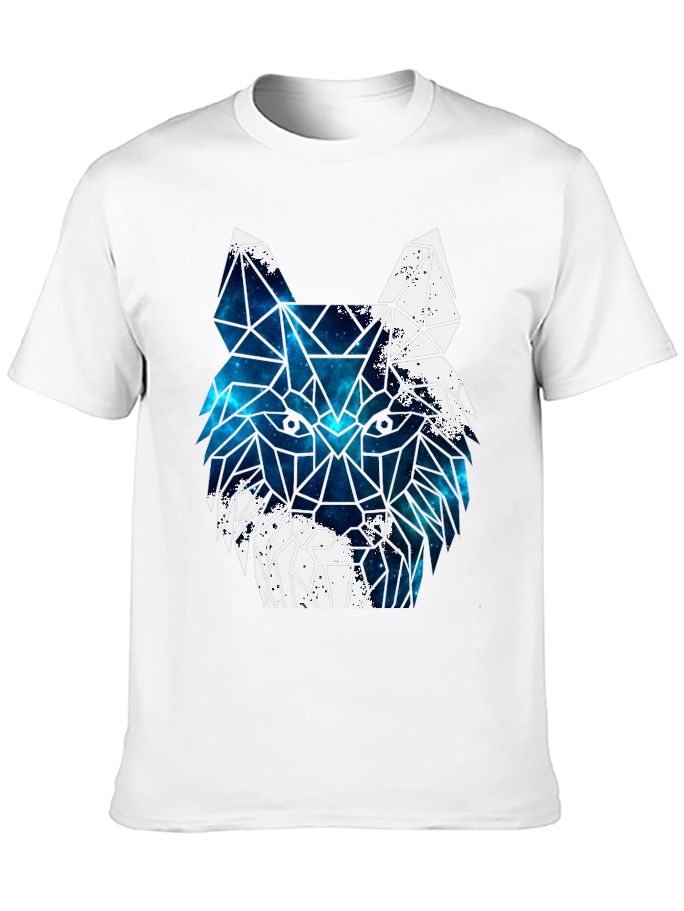 Geometric Galaxy Wolf Graphic Print T-Shirt