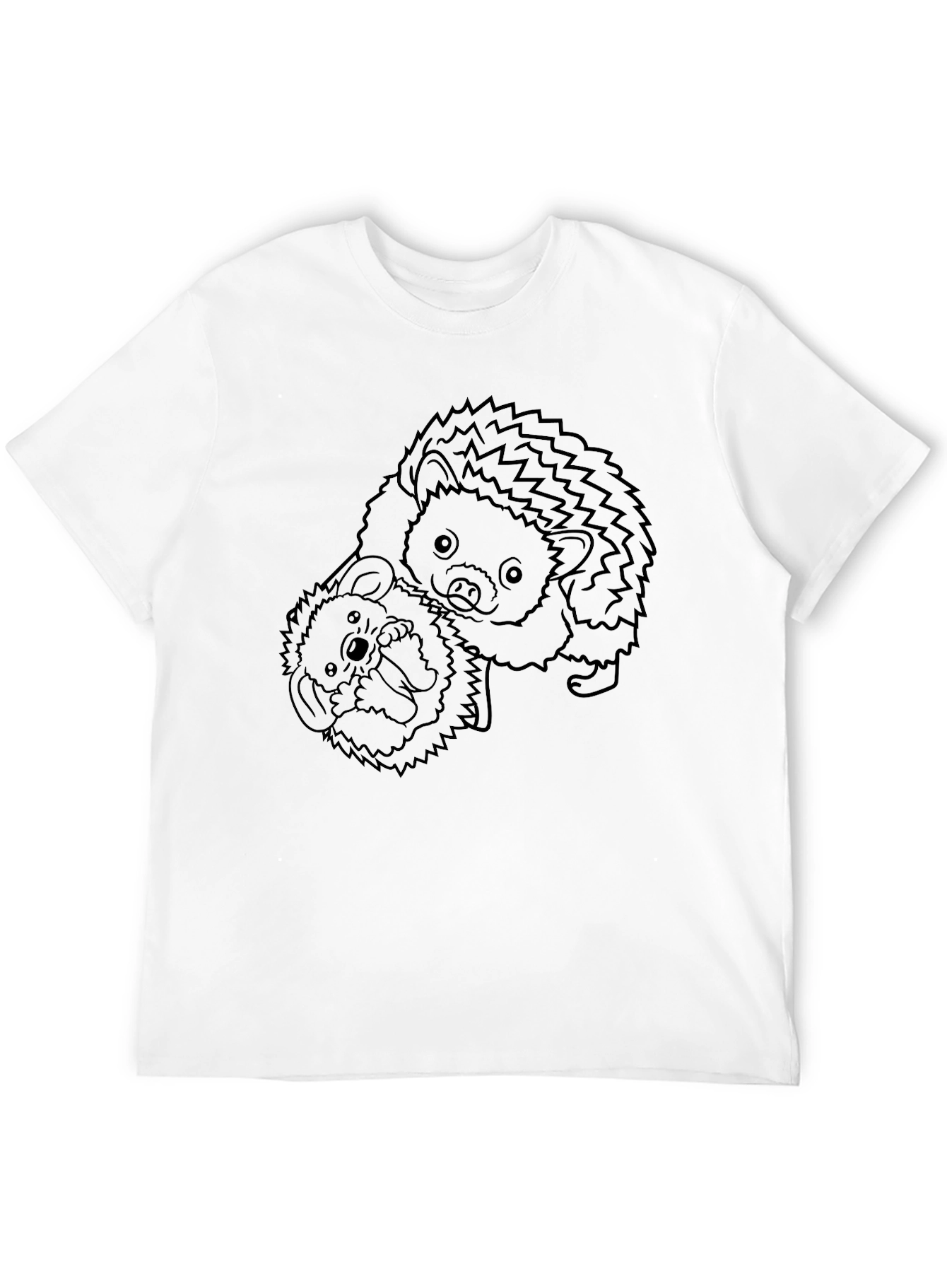 Hedgehog Graphic Tee - Black Cotton T-Shirt