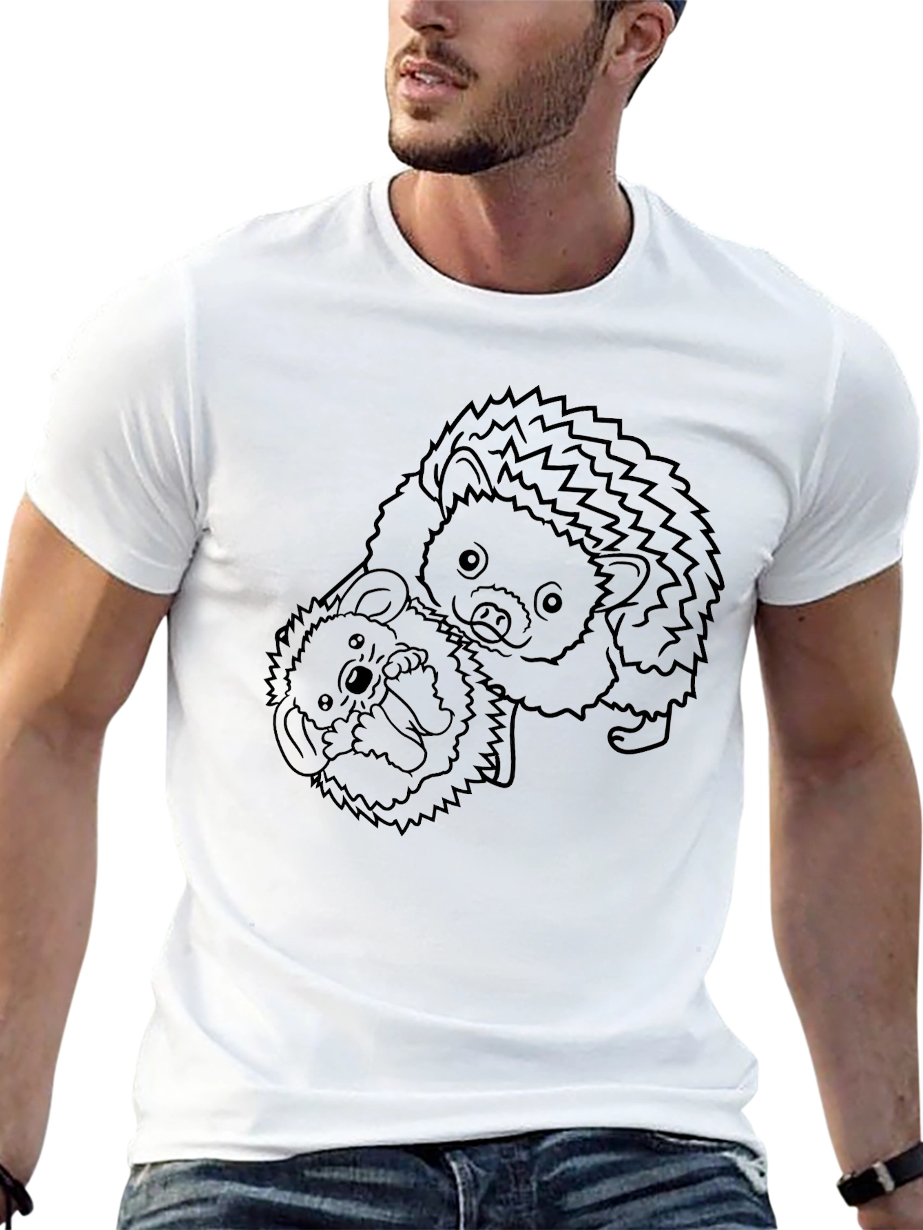 Hedgehog Graphic Tee - Black Cotton T-Shirt