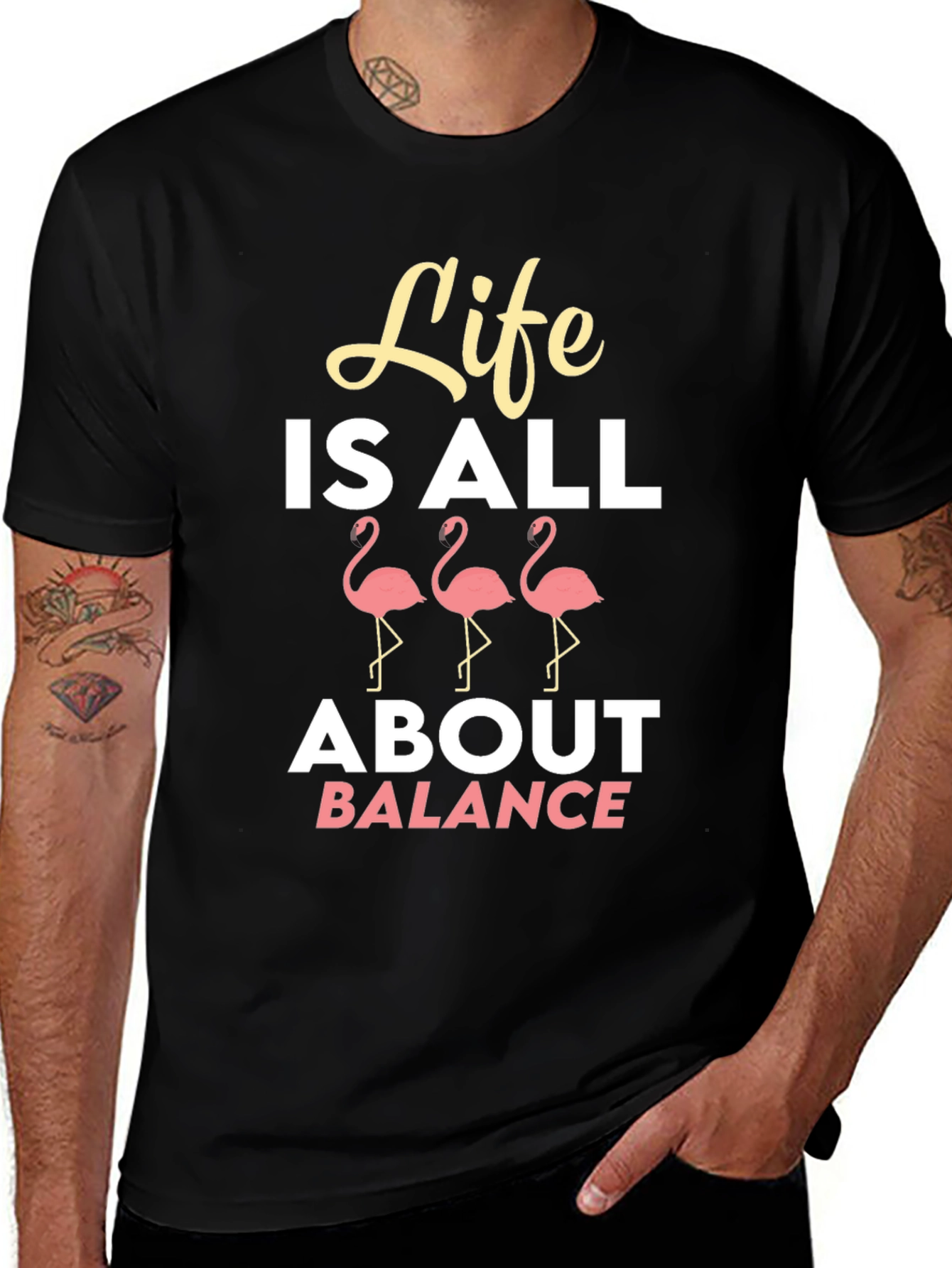 Life is All About Balance Flamingo Graphic T-Shirt