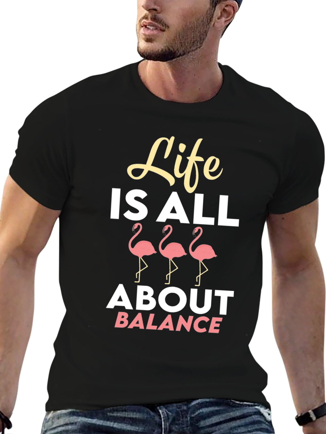 Life is All About Balance Flamingo Graphic T-Shirt