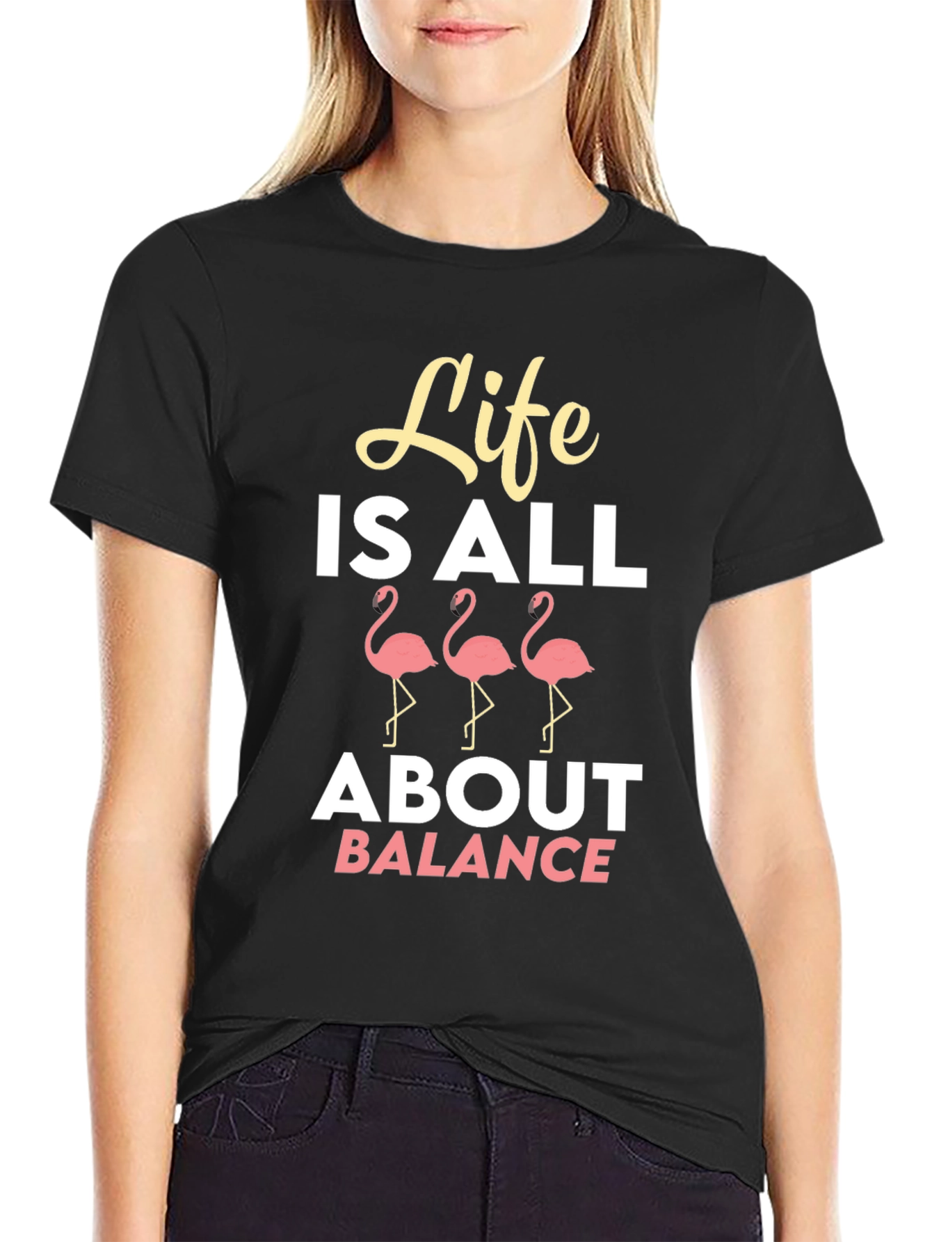 Life is All About Balance Flamingo Graphic T-Shirt