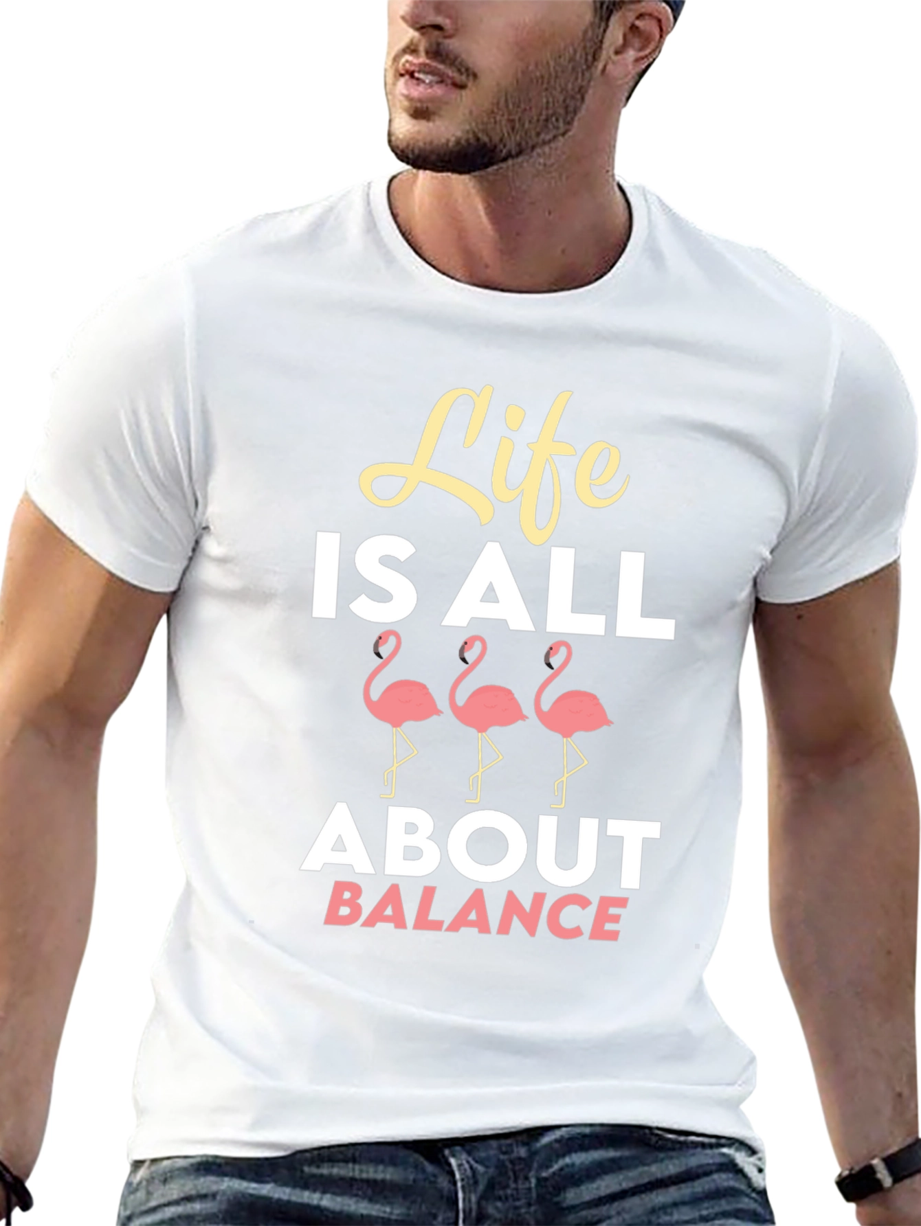 Life is All About Balance Flamingo Graphic T-Shirt