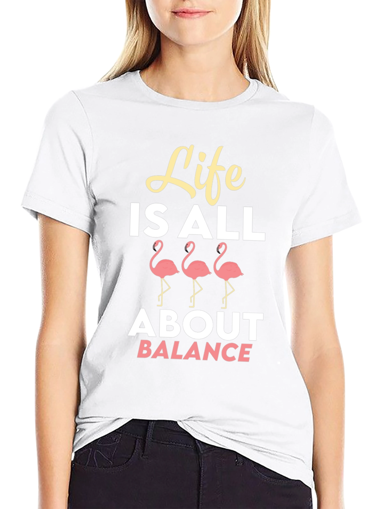 Life is All About Balance Flamingo Graphic T-Shirt