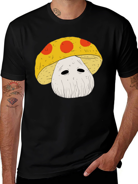 Mushroom Graphic Tee - Funky Black T-Shirt
