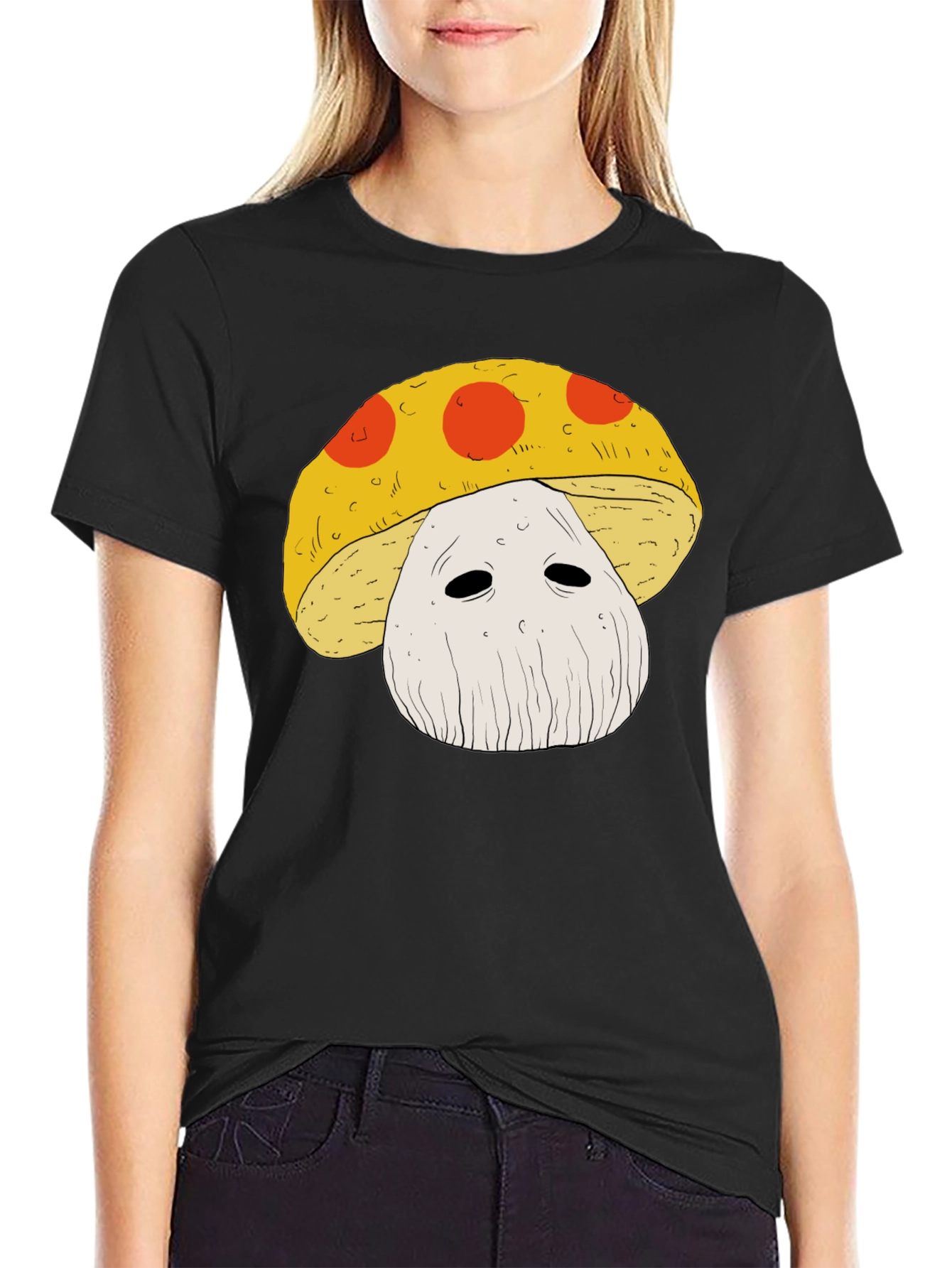Mushroom Graphic Tee - Funky Black T-Shirt