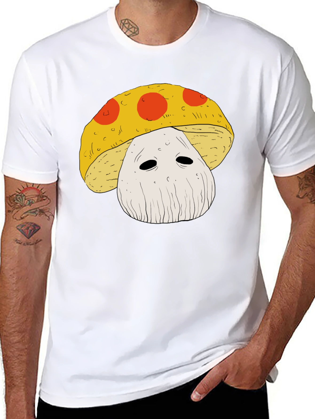Mushroom Graphic Tee - Funky Black T-Shirt