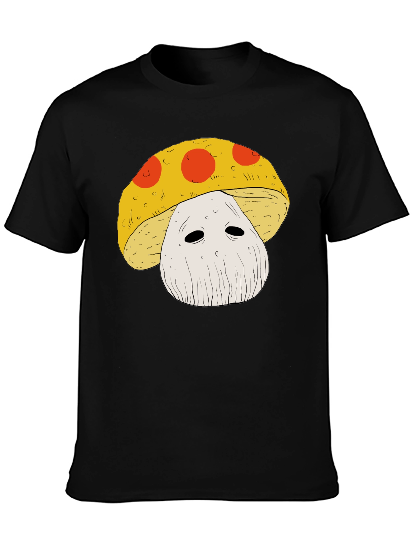 Mushroom Graphic Tee - Funky Black T-Shirt