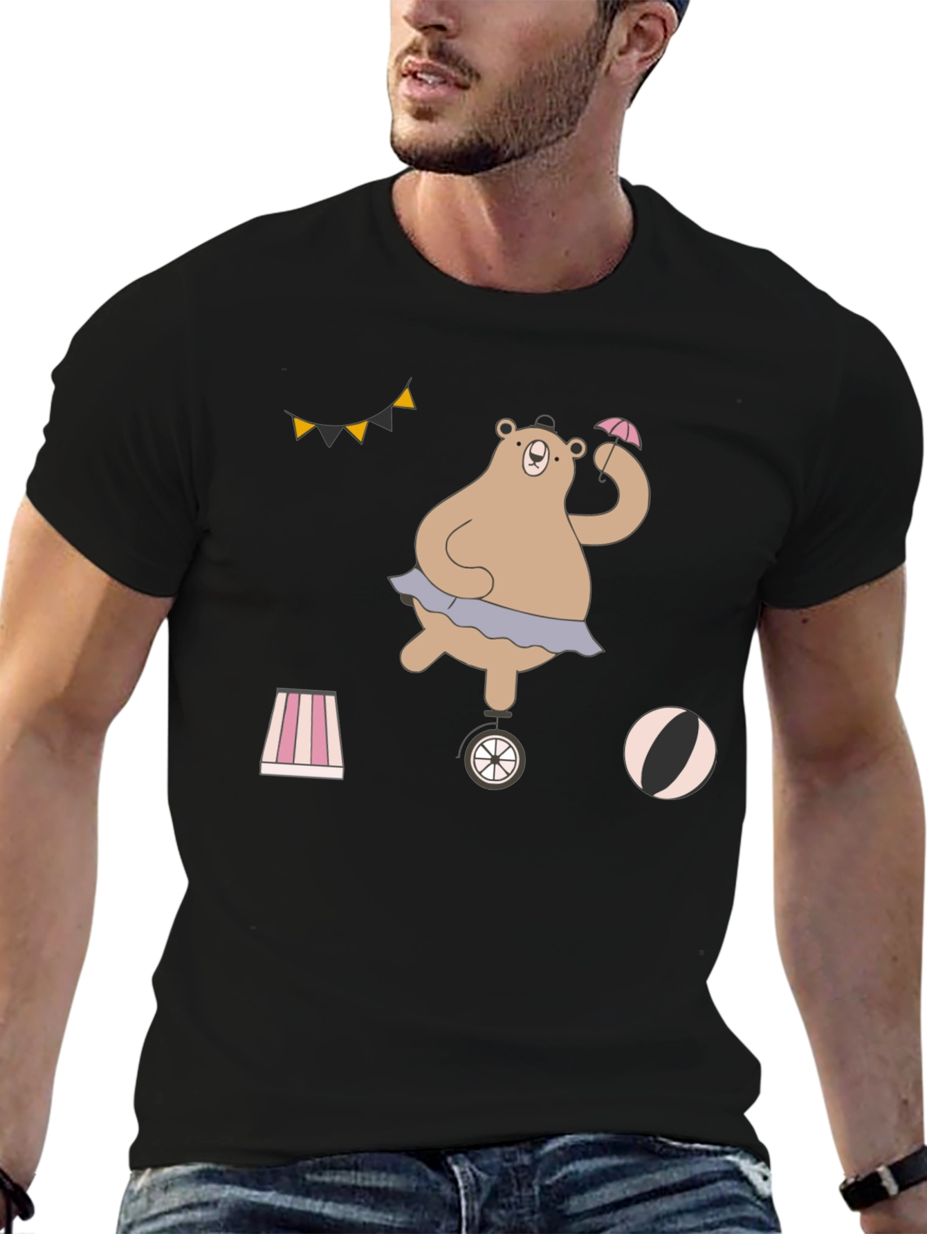 Circus Bear Graphic Tee - Unisex Cotton T-Shirt