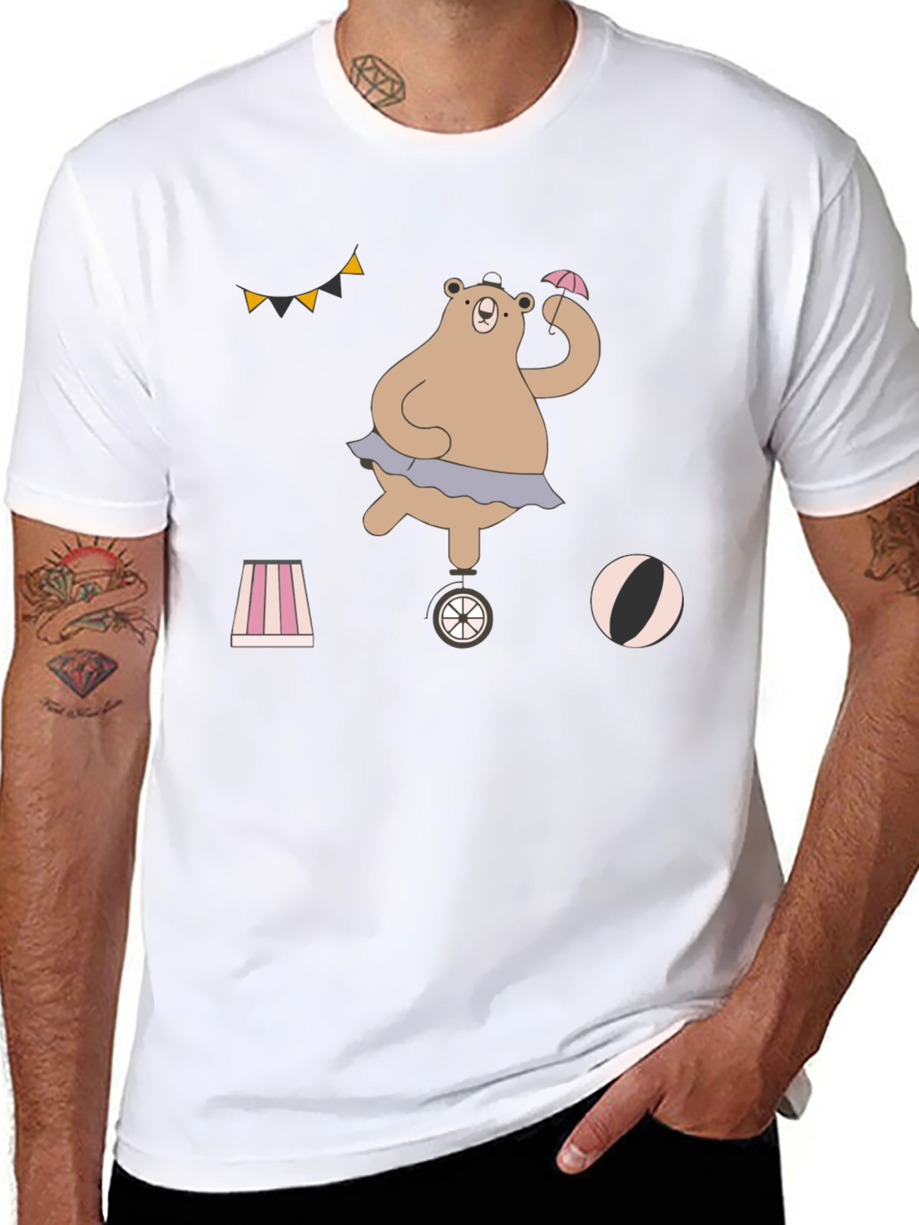 Circus Bear Graphic Tee - Unisex Cotton T-Shirt