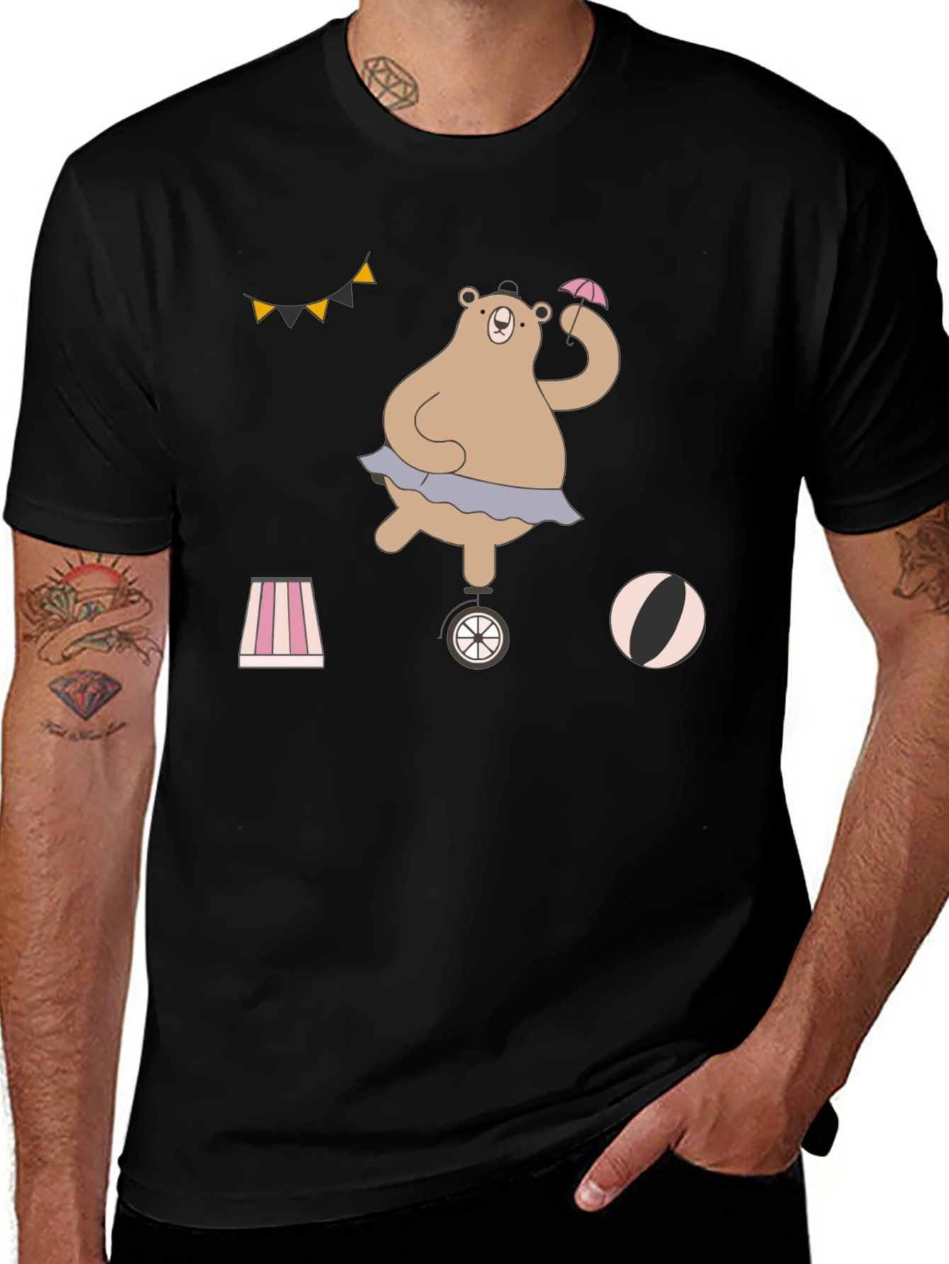 Circus Bear Graphic Tee - Unisex Cotton T-Shirt