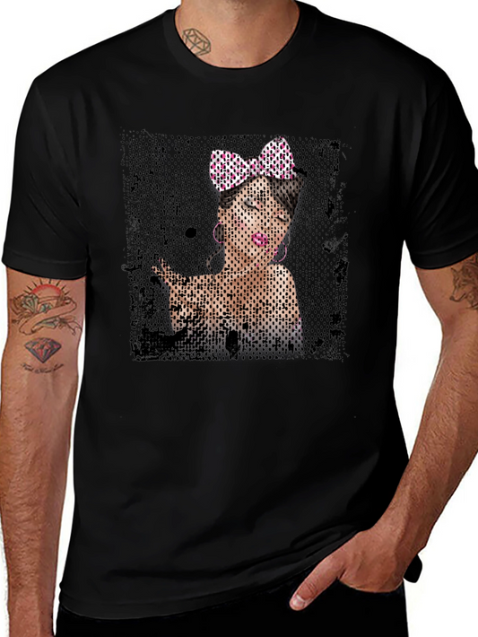 Vintage Polka Dot Girl Graphic Black T-Shirt