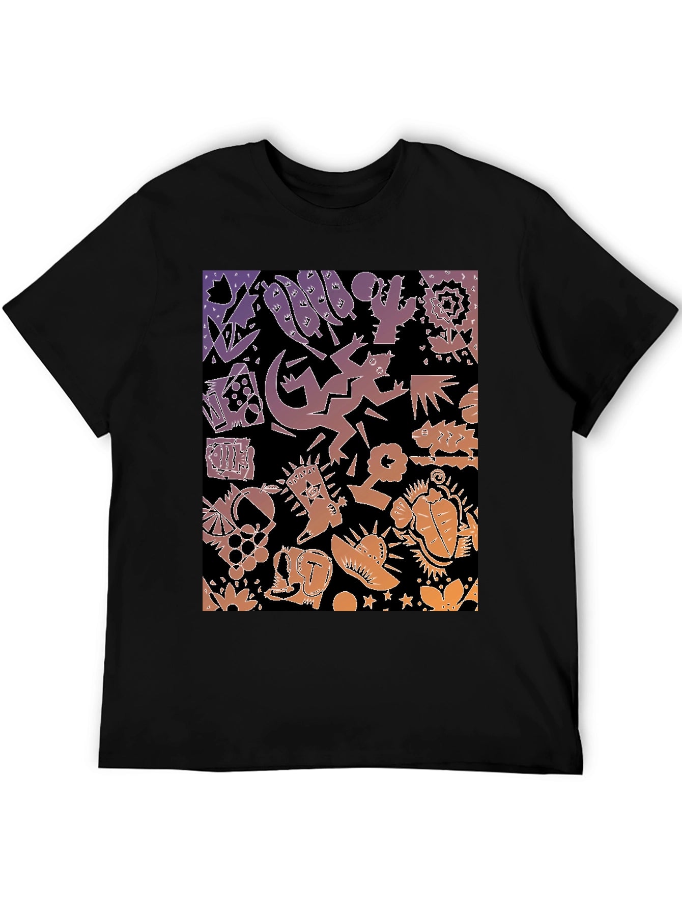 Novelty Southwestern Desert Print Black T-Shirt