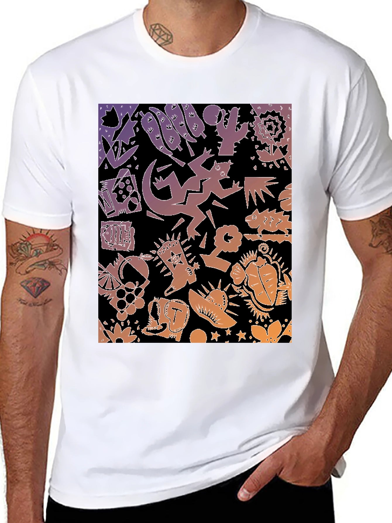 Novelty Southwestern Desert Print Black T-Shirt
