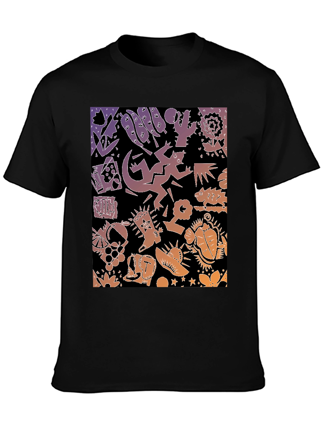 Novelty Southwestern Desert Print Black T-Shirt