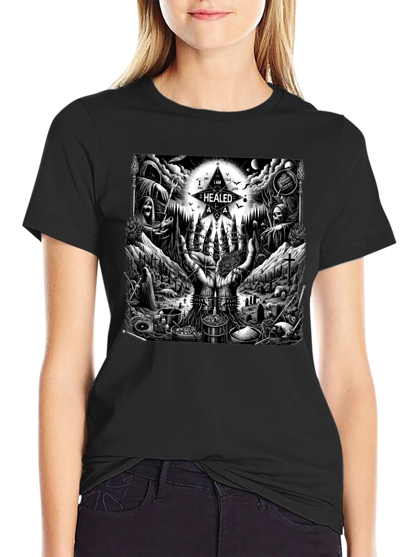 Occult Ritual Graphic T-Shirt - Dark Aesthetic Tee
