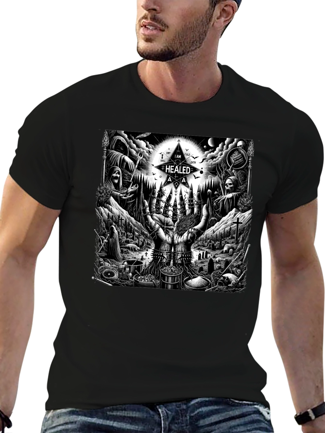 Occult Ritual Graphic T-Shirt - Dark Aesthetic Tee