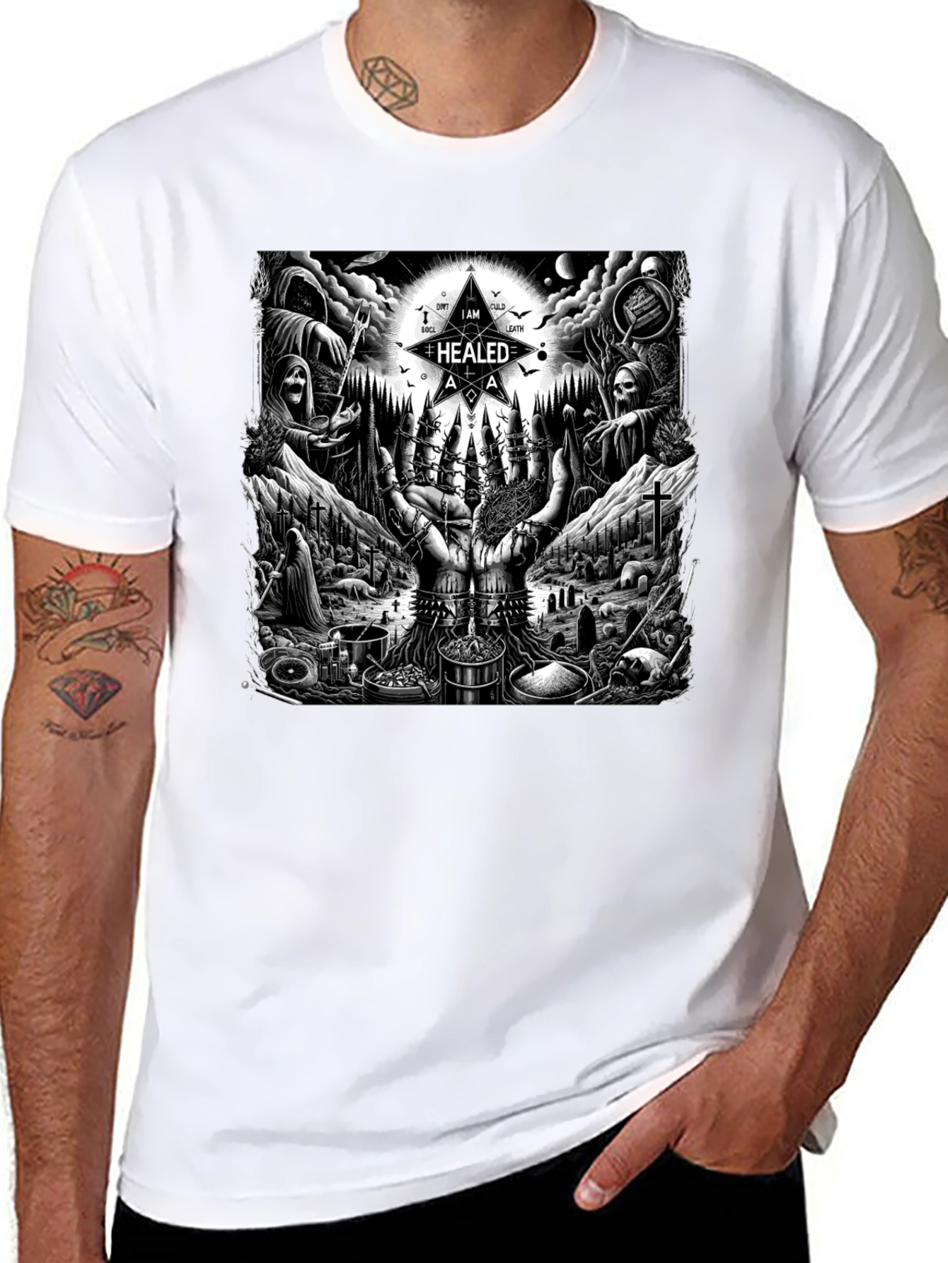Occult Ritual Graphic T-Shirt - Dark Aesthetic Tee