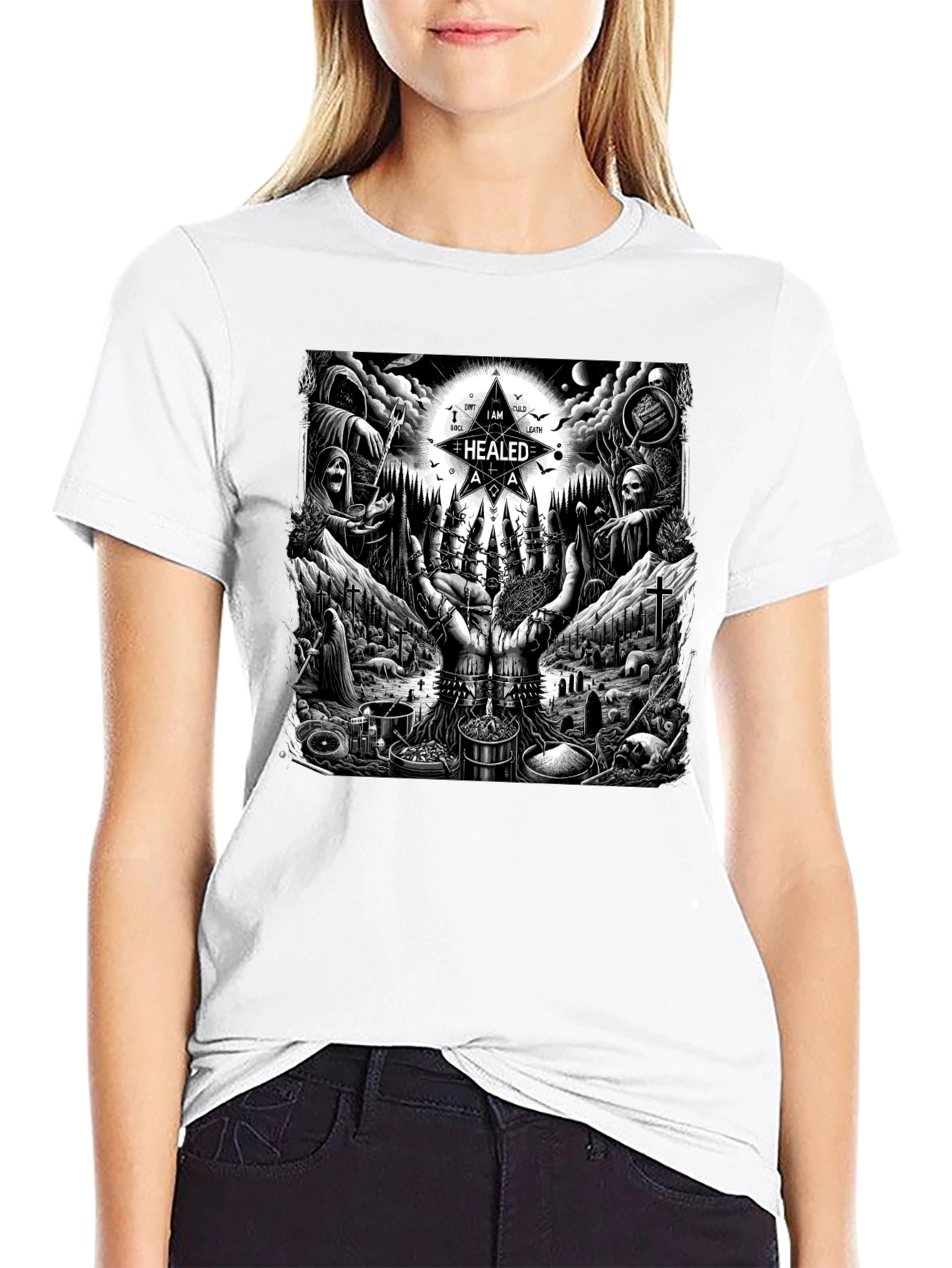 Occult Ritual Graphic T-Shirt - Dark Aesthetic Tee