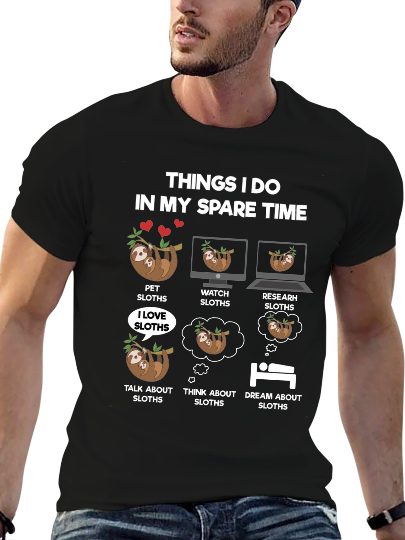 Funny Sloth Lover T-Shirt - Spare Time Sloth Activities