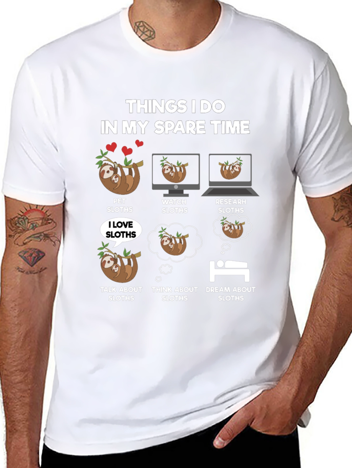 Funny Sloth Lover T-Shirt - Spare Time Sloth Activities